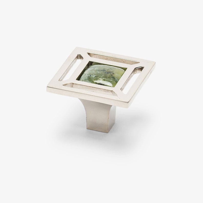 Evans Custom Knob - Polished Nickel#Gemstone_Prehnite