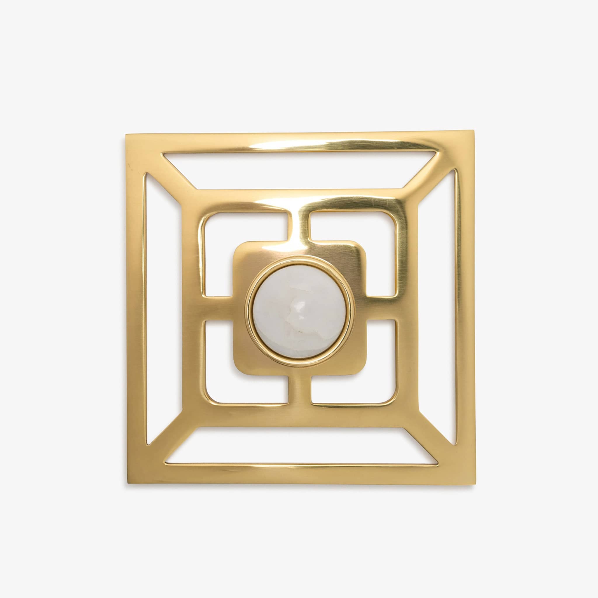 Modern Matter Lane 1.40" Custom Knob w/ Benson 5" Backplate - Polished Brass Bundled Set
