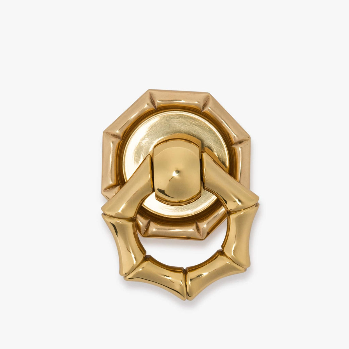 Bamboo Ring Pull w/ Bamboo 1.60" Backplate - Polished Brass