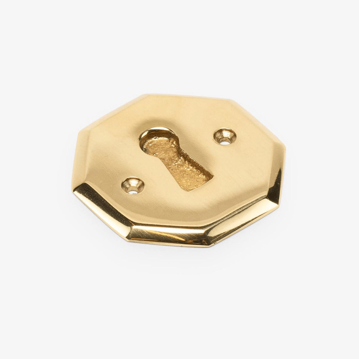 Octagonal Keyhole Escutcheon - Polished Brass