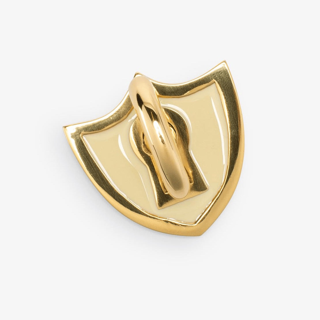 Crest Enamel Lock and Key Pull - Polished Brass#Color_Cream
