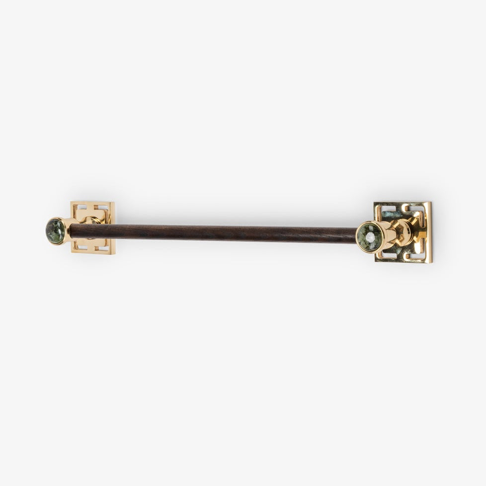 Benson Custom Wood Towel Bar - Polished Brass