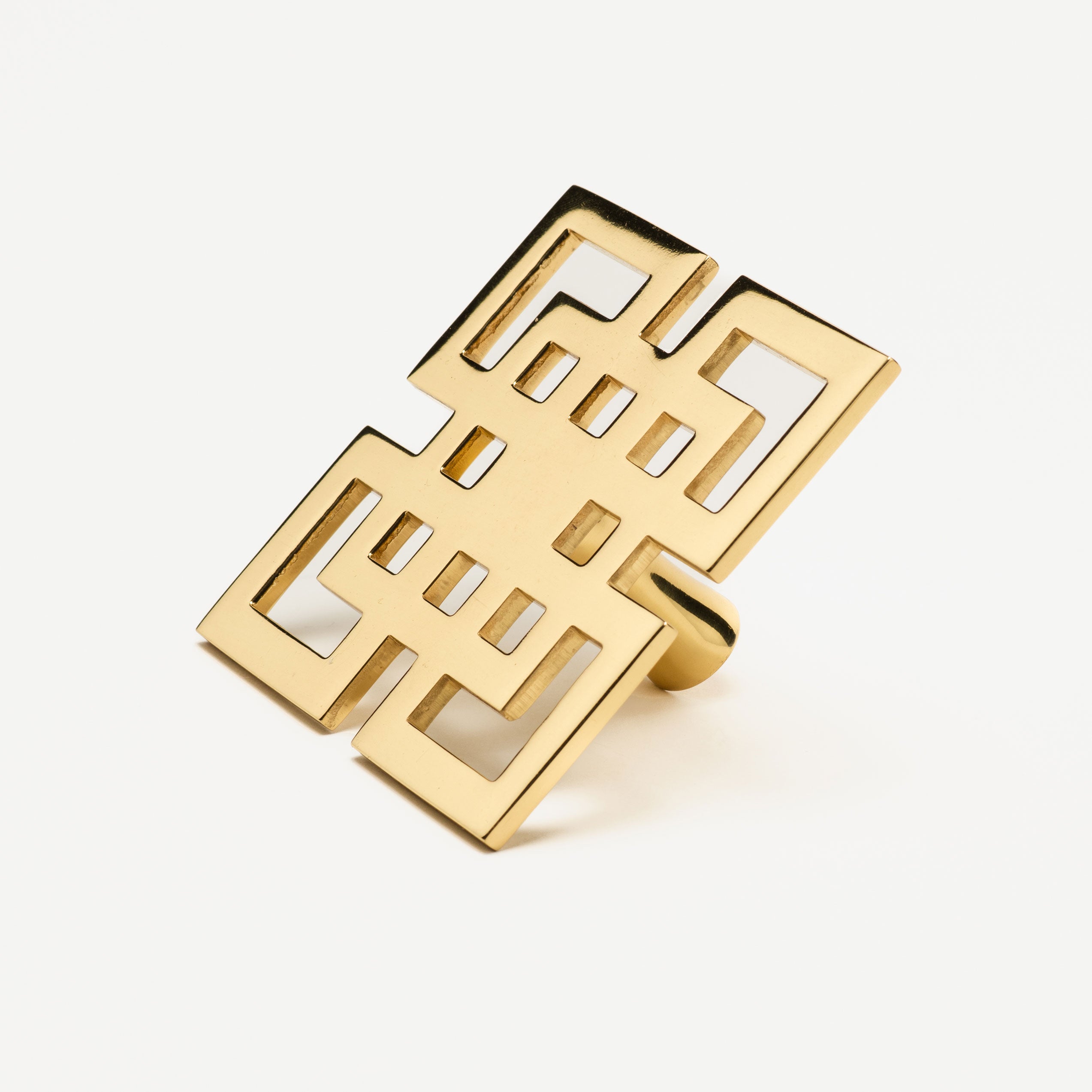 Fretwork Knob - Polished Brass#Size_3"