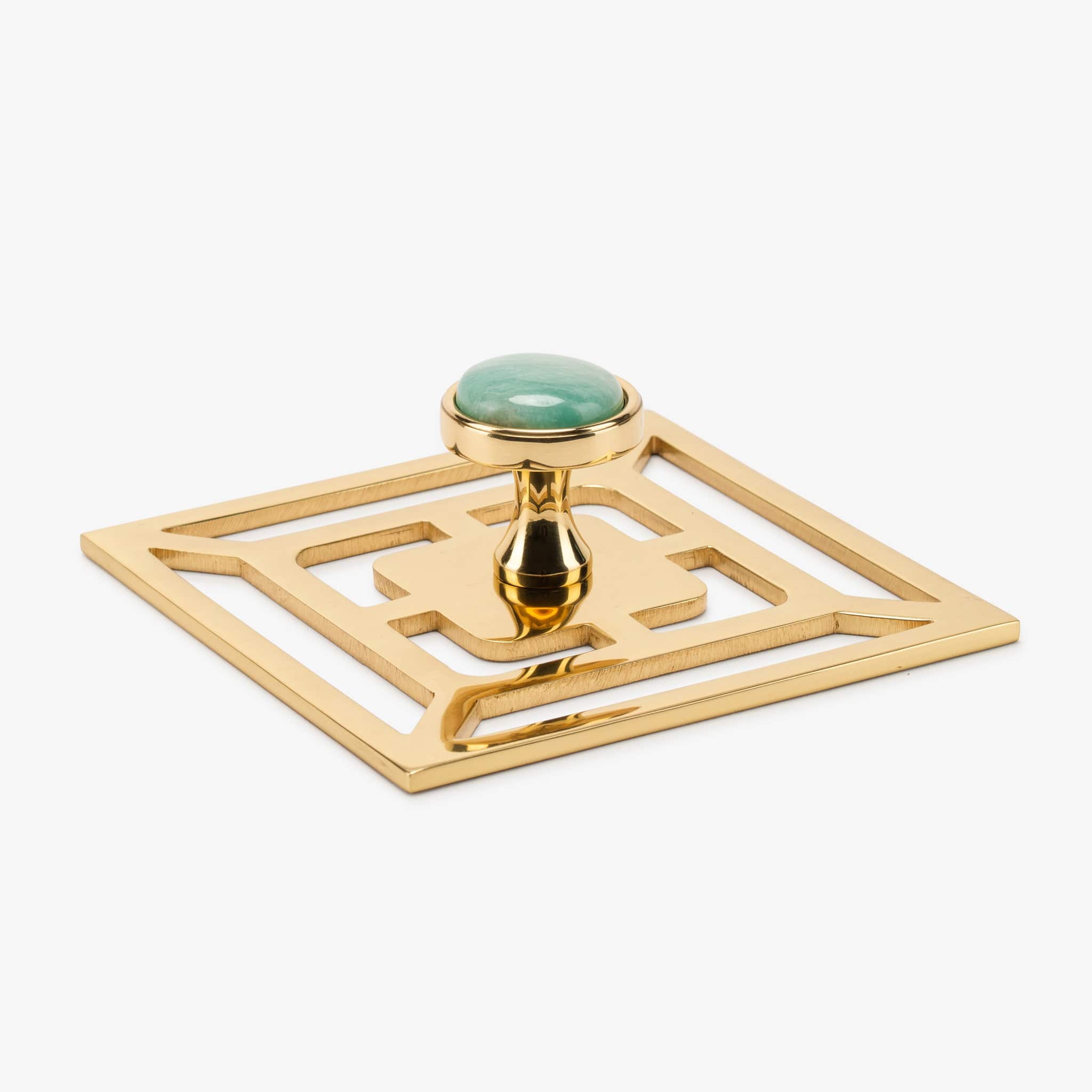 Modern Matter Lane 1.40" Custom Knob w/ Benson 5" Backplate - Polished Brass Bundled Set
