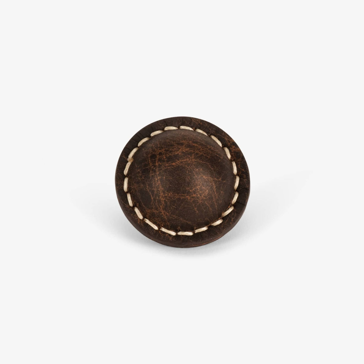 Santa Monica Leather 1.50" Knob - Burnished Brass - Oatmeal