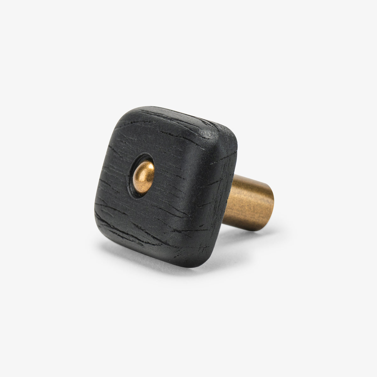 Hudson Wood Knob - Burnished Brass#Size_1.30"#Wood_Ebony