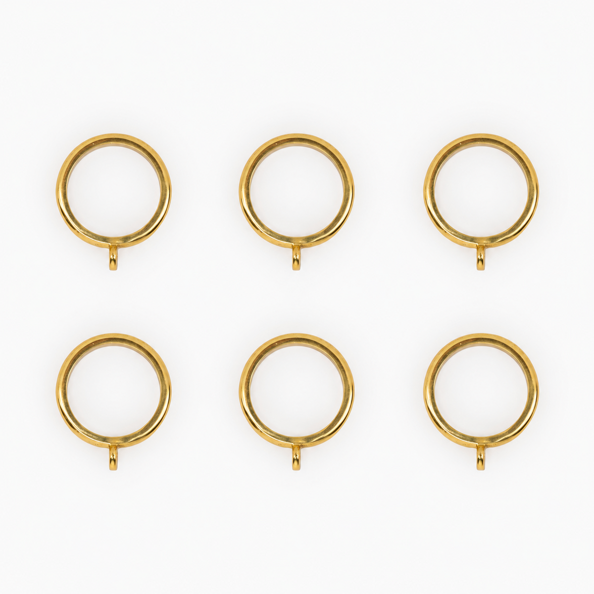 Curtain Rings - Polished Brass - Set of 6