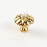 Poppy Knob in Polished Brass with Moonstone