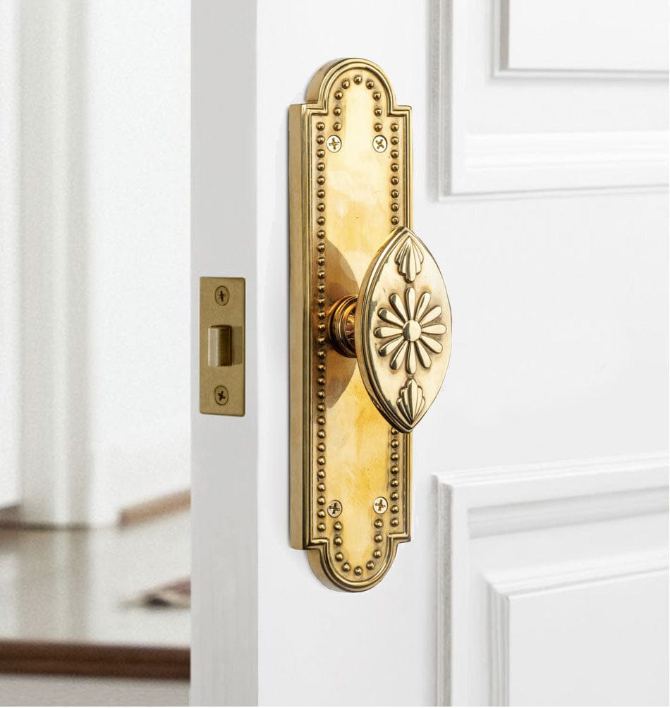 Rosalie Vertical Passage Door Knob Set - Unlacquered Brass