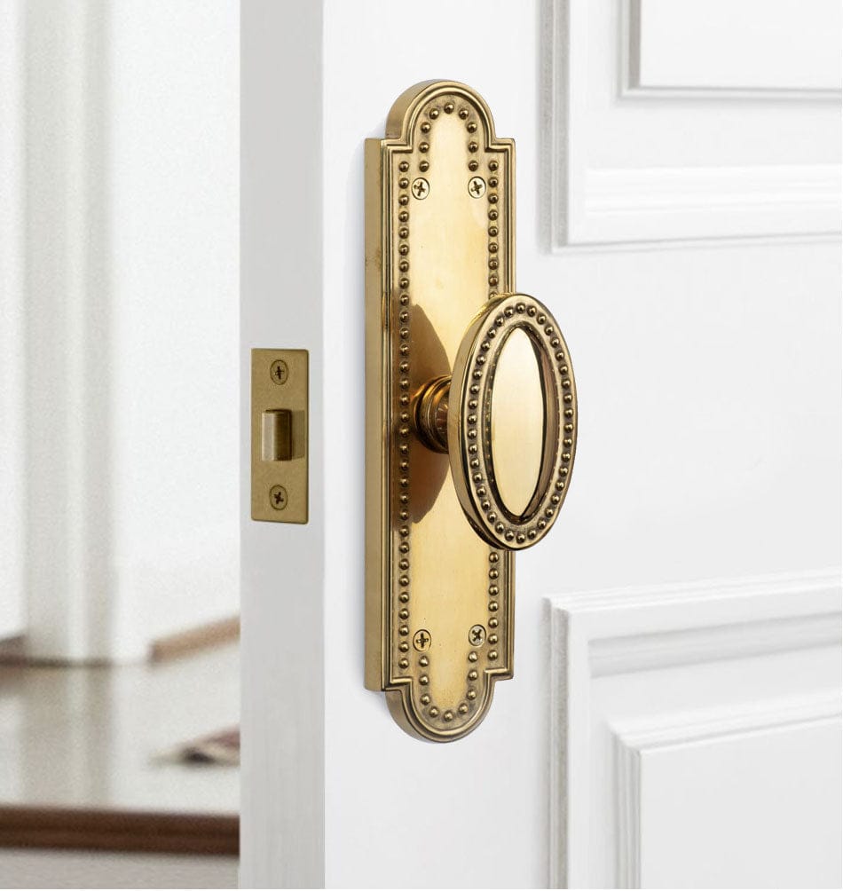 Louis Vertical Passage Door Knob Set - Unlacquered Brass