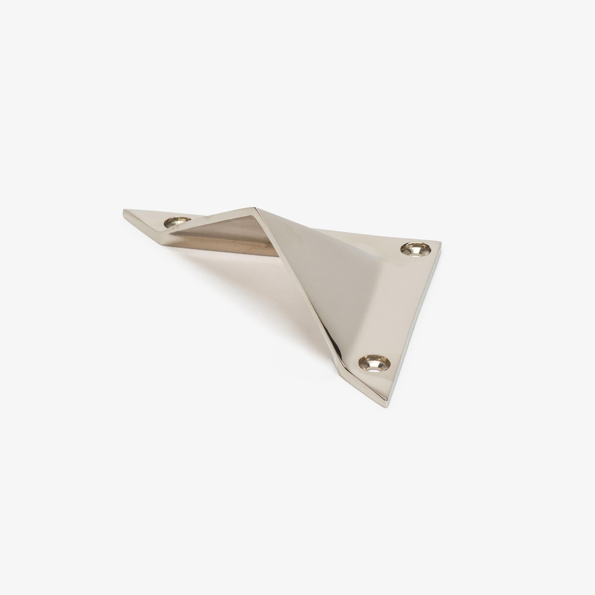 Triangle Solid Brass Bin Pull (3.5" c-c) - Polished Nickel