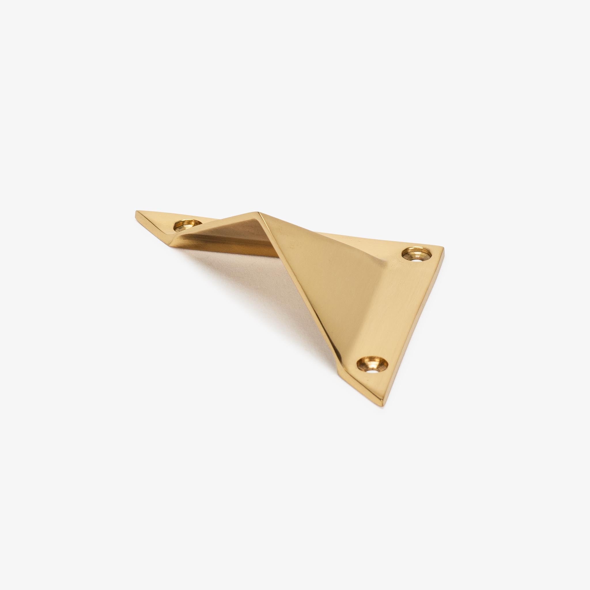 Triangle Solid Brass Bin Pull (3.5" c-c) - Polished Brass