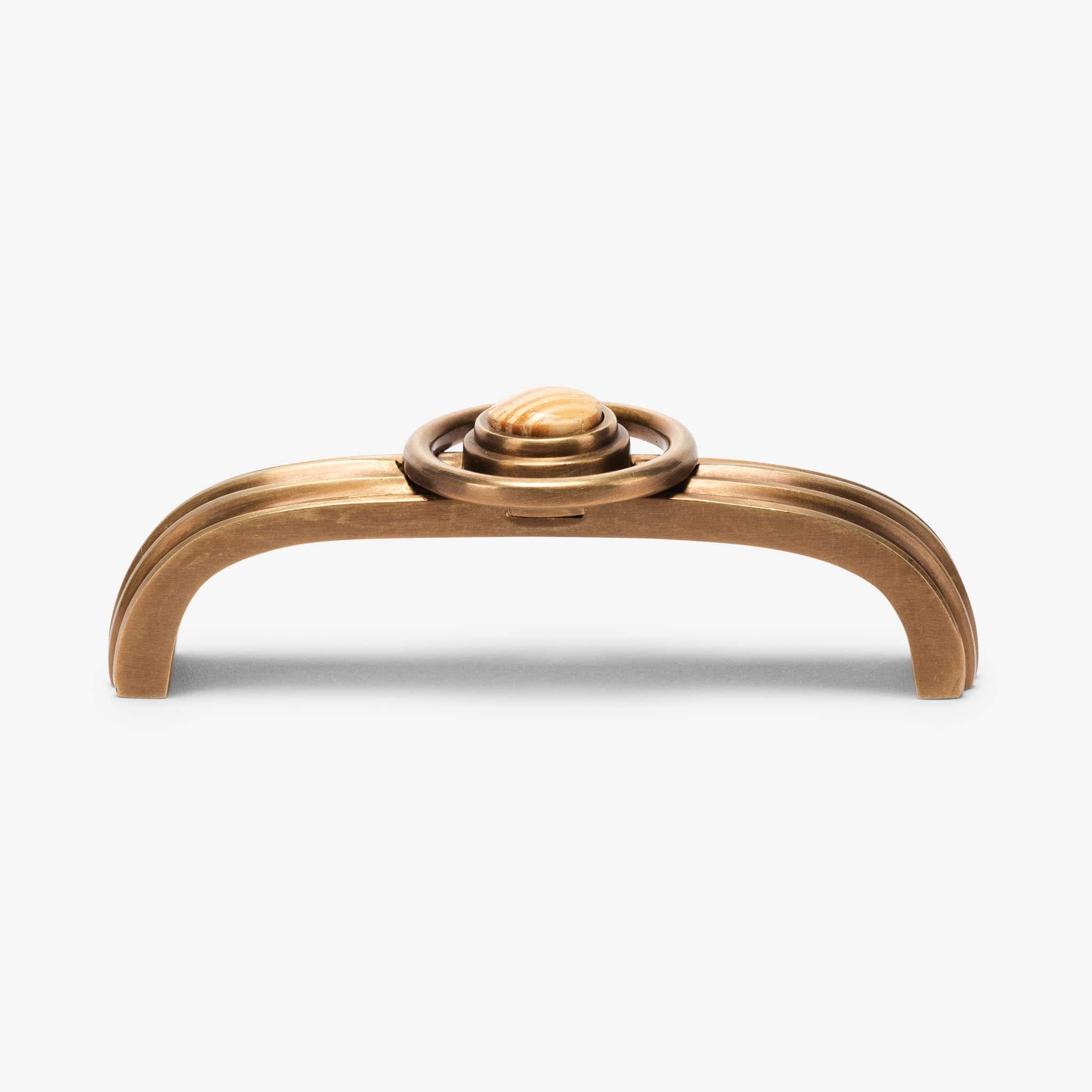 Florence Wood Pull (4" c-c) - Burnished Brass - Pine