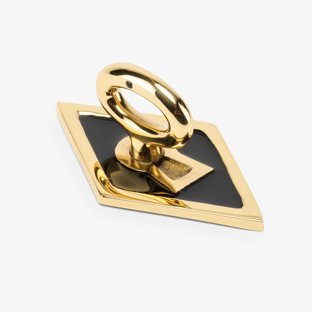 Diamond Enamel Lock and Key Pull - Polished Brass