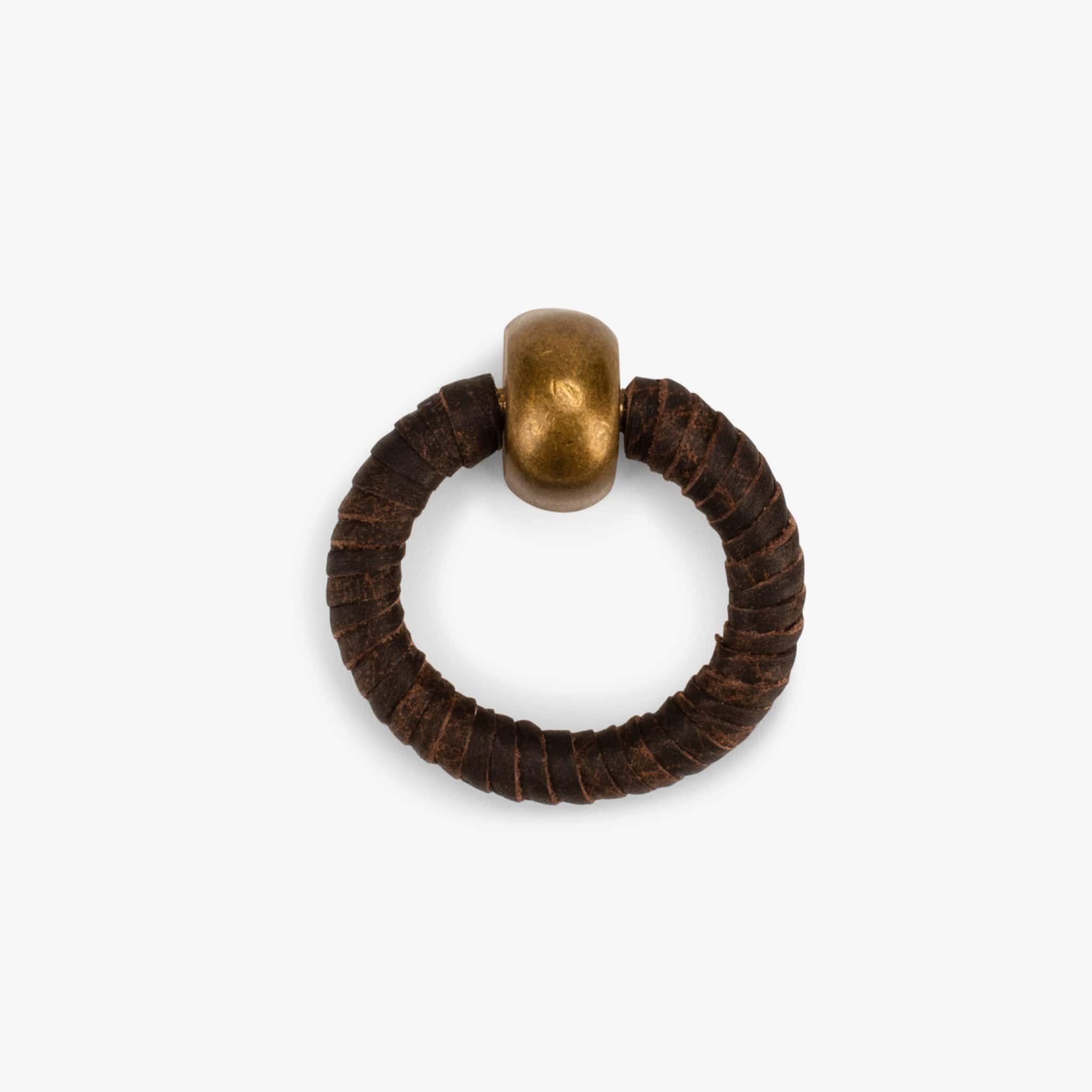 Santa Monica Leather 1.50" Ring Pull - Burnished Brass - Espresso