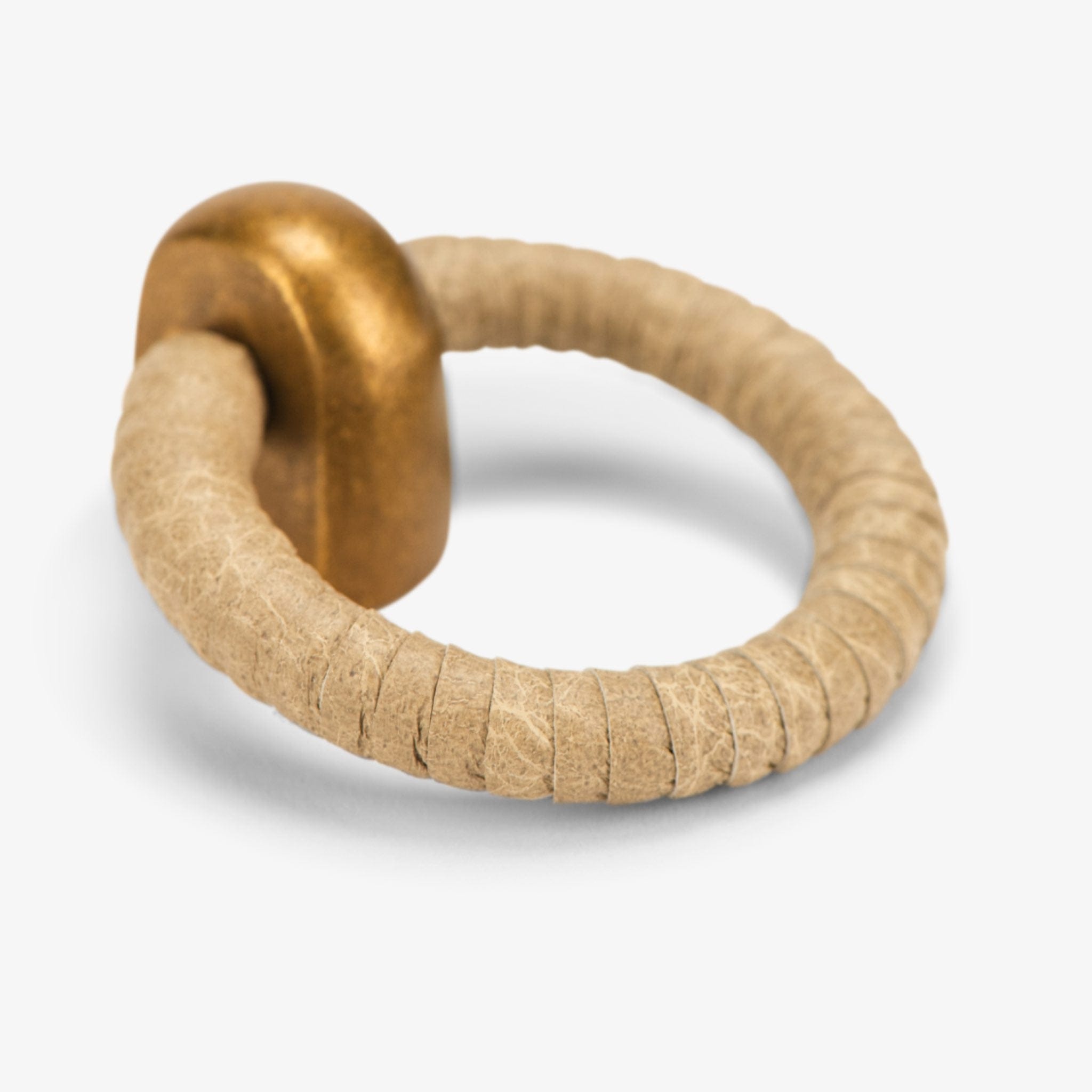 Santa Monica Leather 1.50" Ring Pull - Burnished Brass - Oatmeal