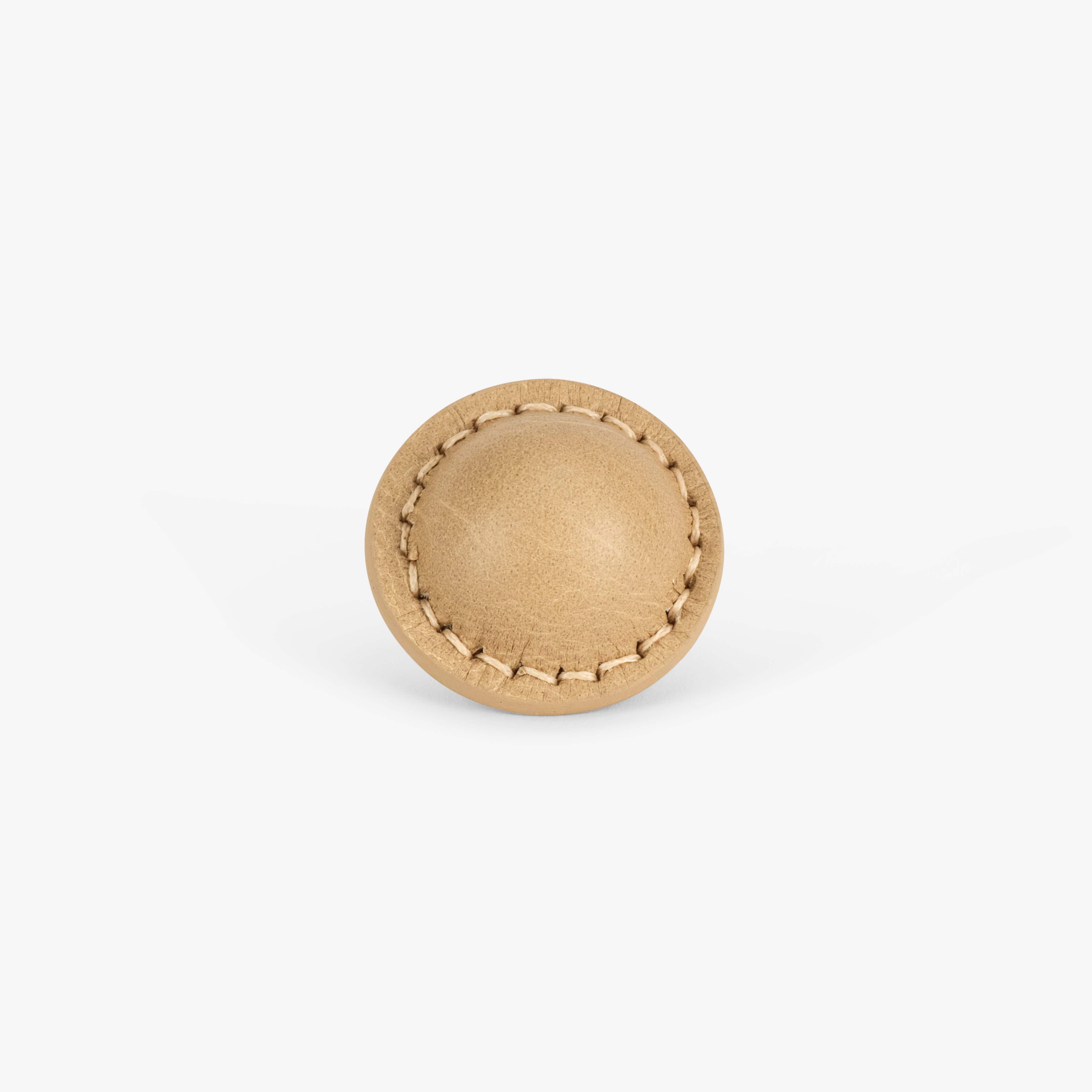Santa Monica Leather 1.50" Knob - Burnished Brass - Oatmeal
