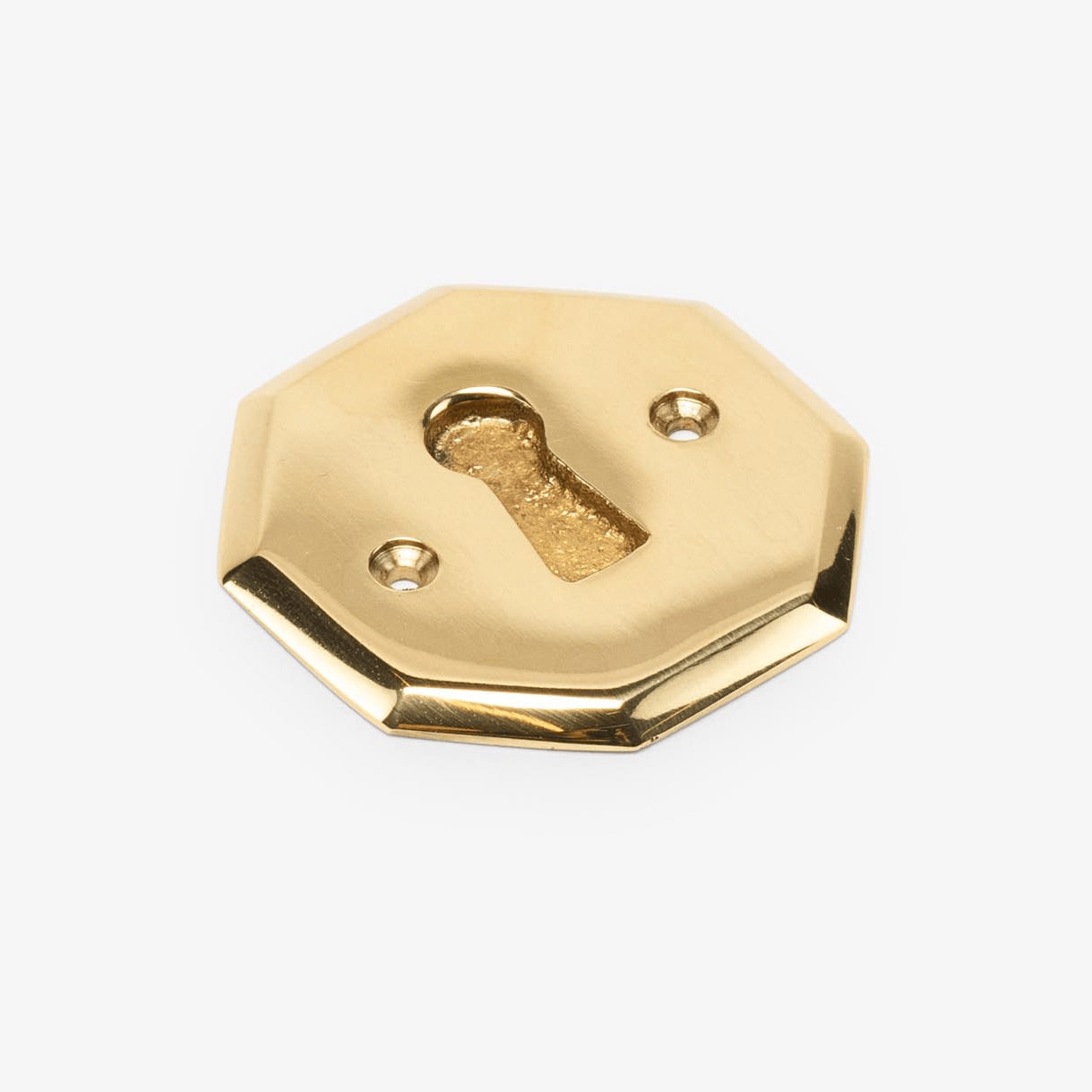 Octagonal Keyhole Escutcheon - Polished Brass