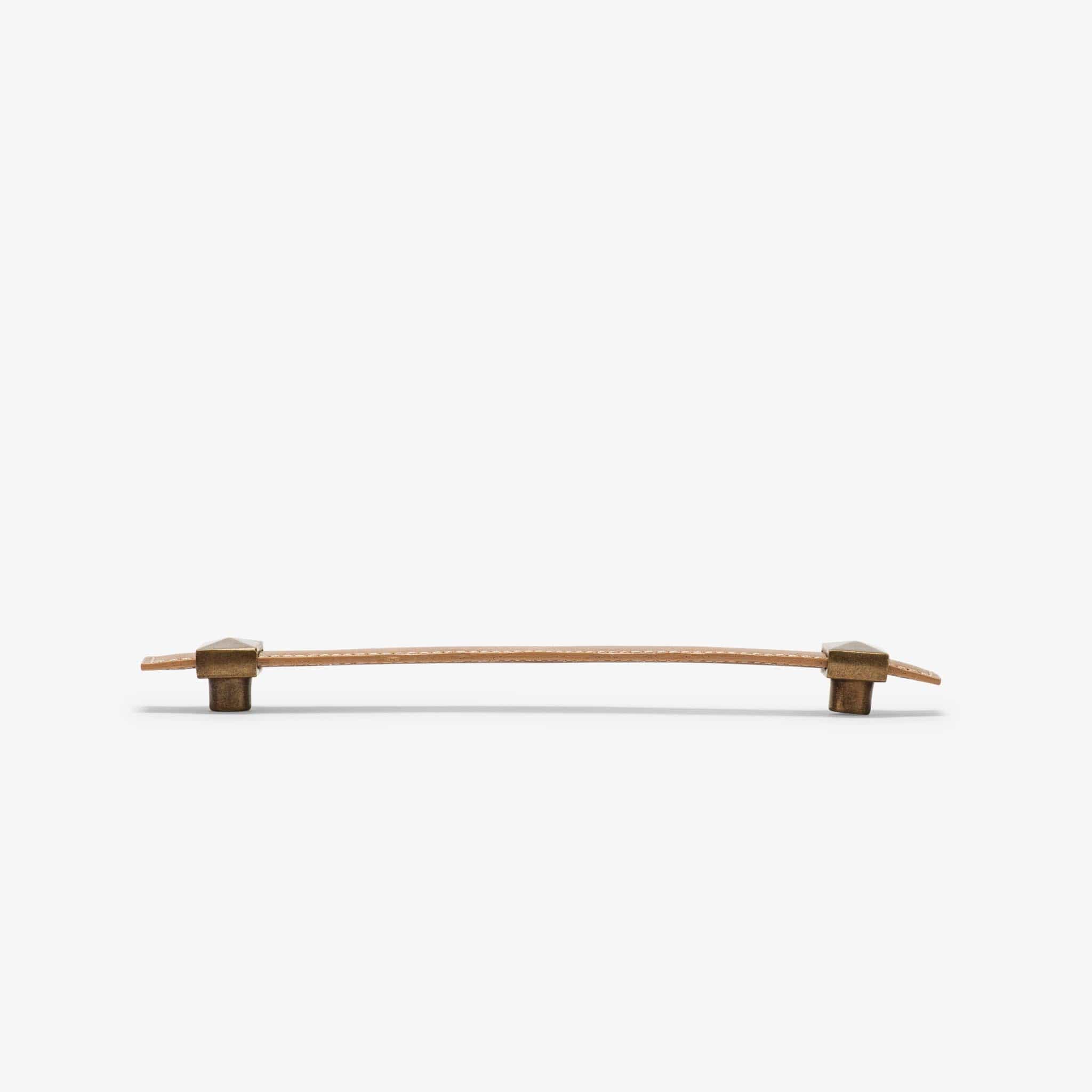 Lexington Leather Pull (6.75" c-c) - Burnished Brass - Oatmeal