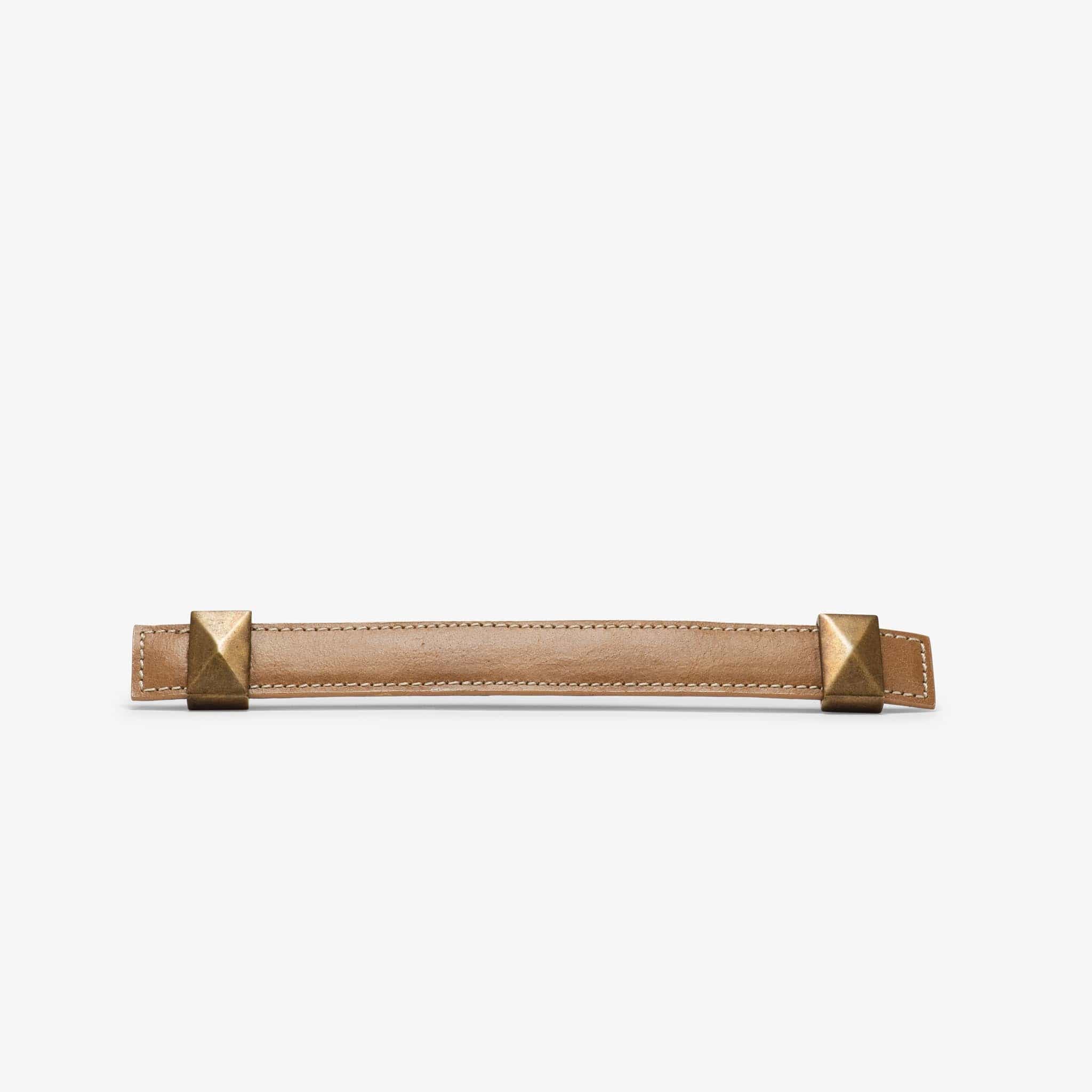 Lexington Leather Pull (6.75" c-c) - Burnished Brass - Oatmeal