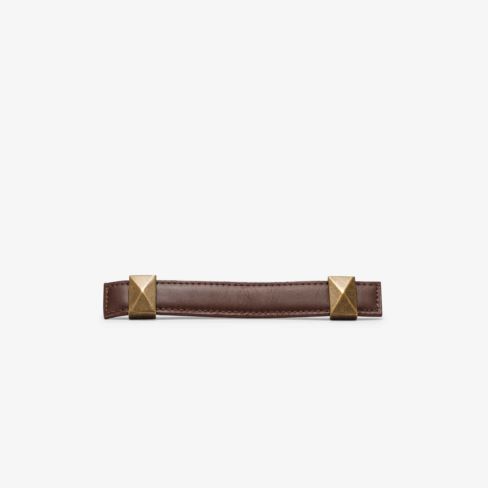 Lexington Leather Pull (4.75" c-c) - Burnished Brass - Espresso