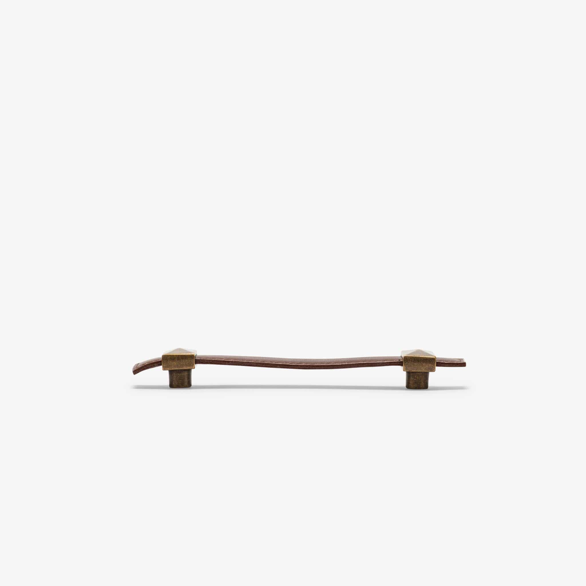 Lexington Leather Pull (4.75" c-c) - Burnished Brass - Espresso