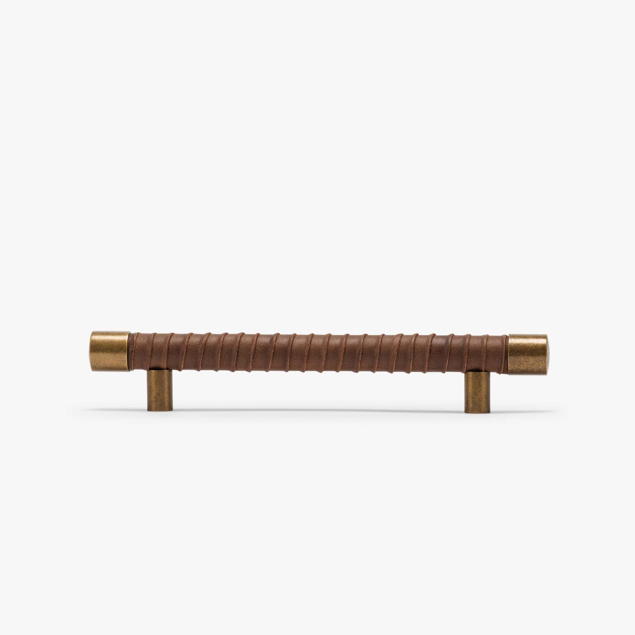 Lexington Wrapped Bar Pull (6" c-c) - Burnished Brass - Espresso