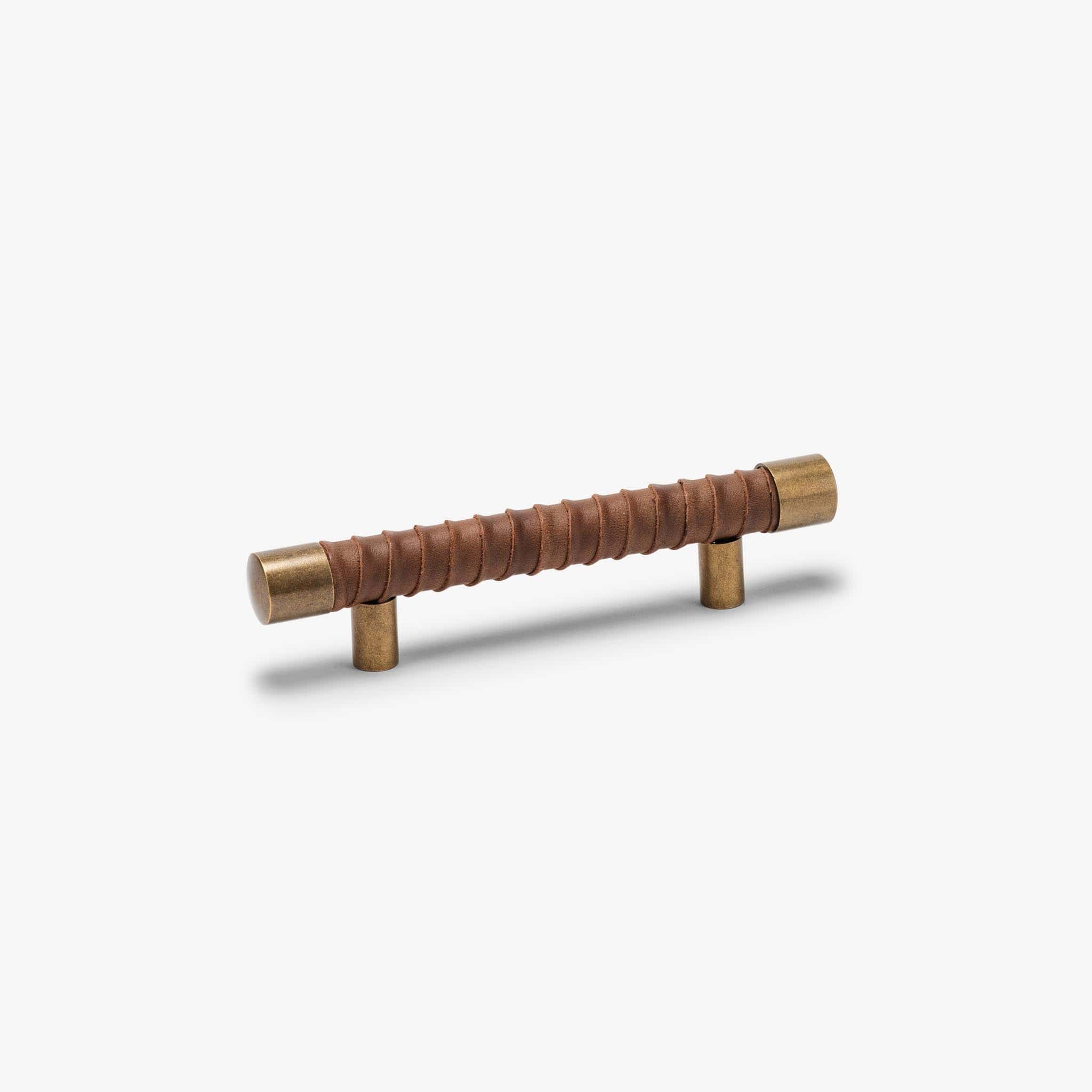 Lexington Wrapped Bar Pull (4" c-c) - Burnished Brass - Espresso
