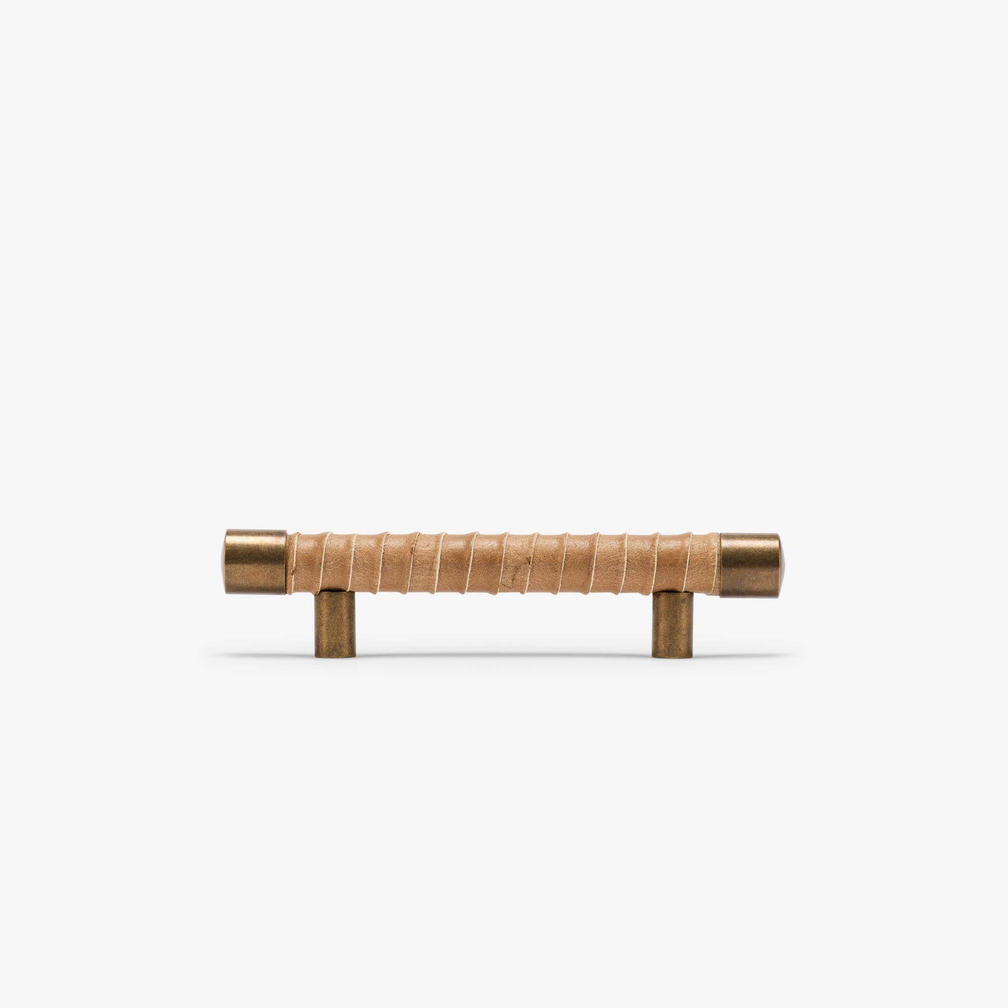 Lexington Wrapped Bar Pull (4" c-c) - Burnished Brass - Oatmeal