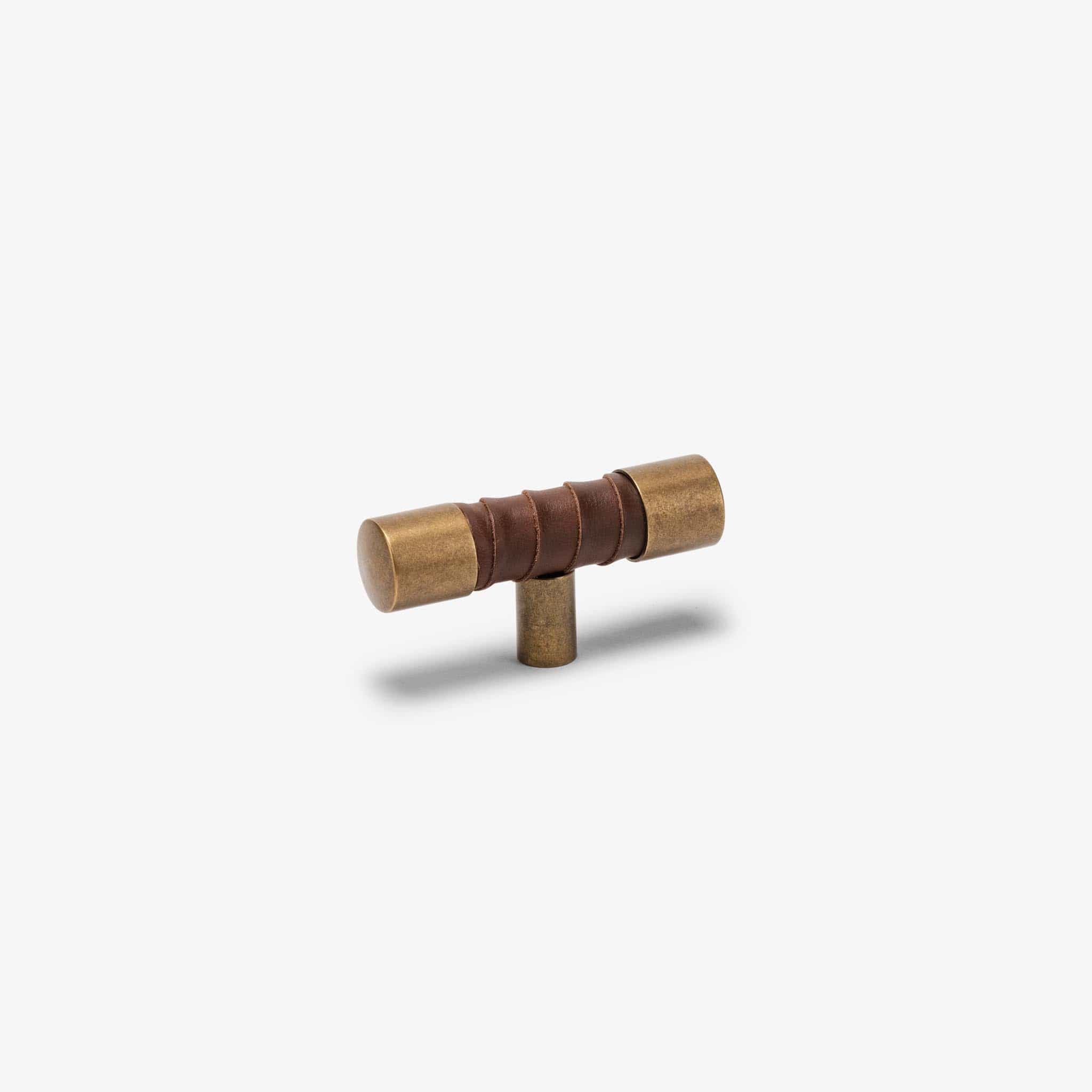 Lexington 3" Wrapped T Pull - Burnished Brass - Espresso