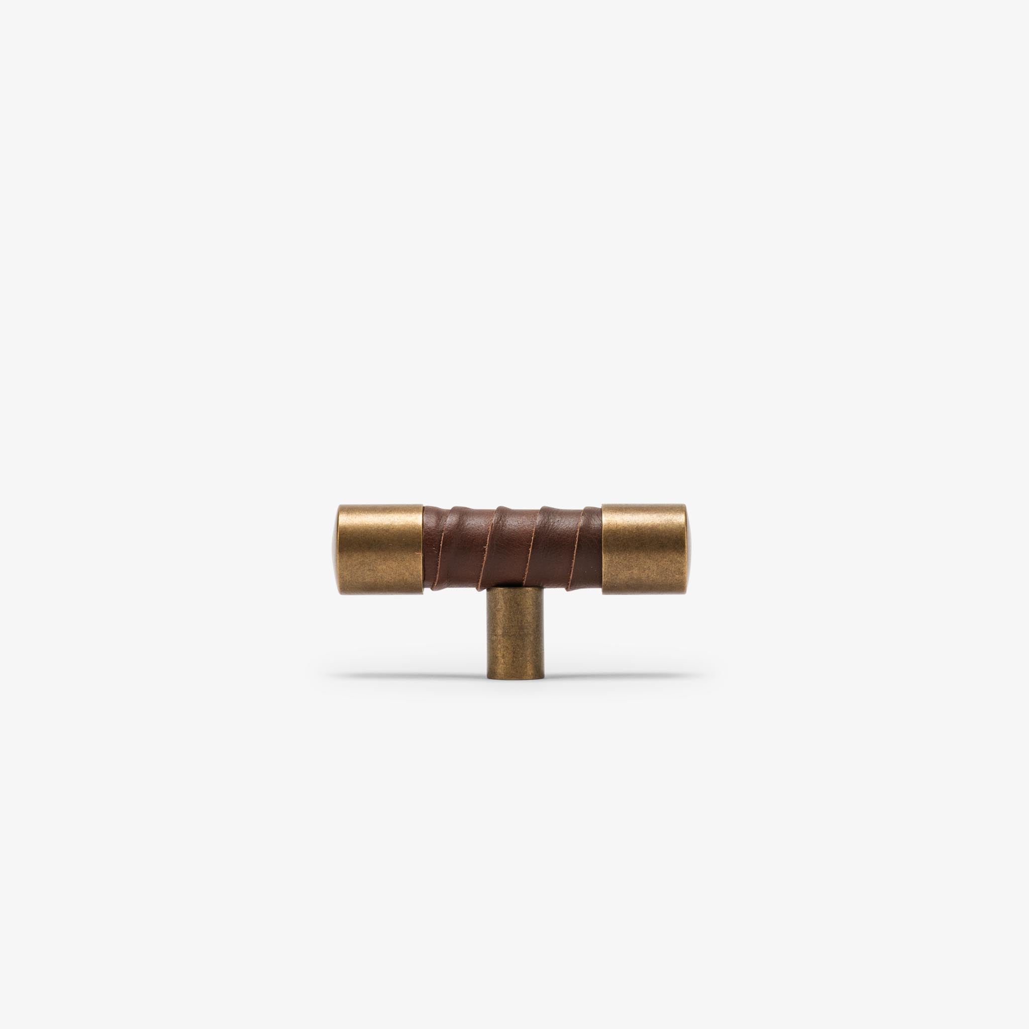 Lexington 3" Wrapped T Pull - Burnished Brass - Espresso