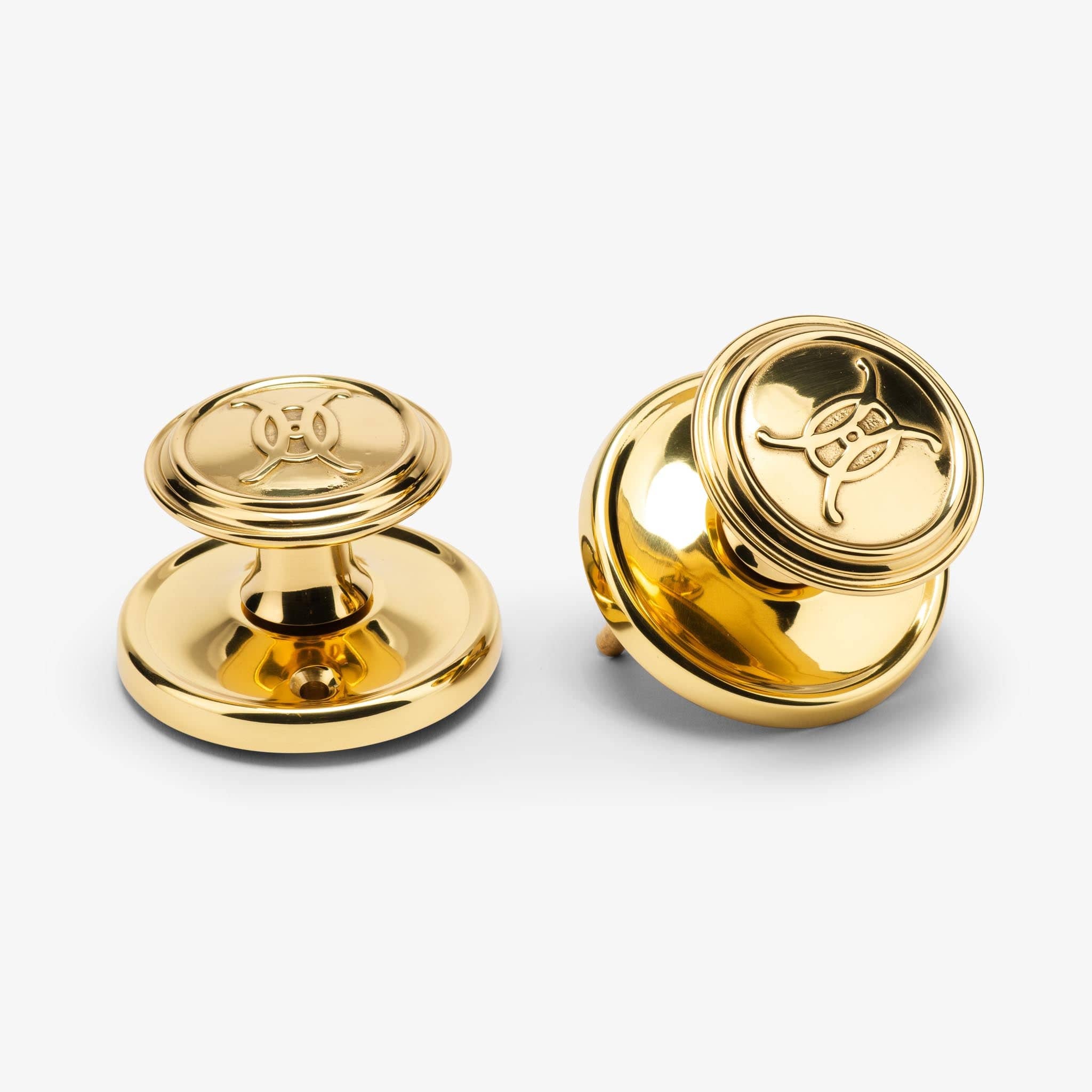 Valencia Logo Passage Door Knob Set - Polished Brass