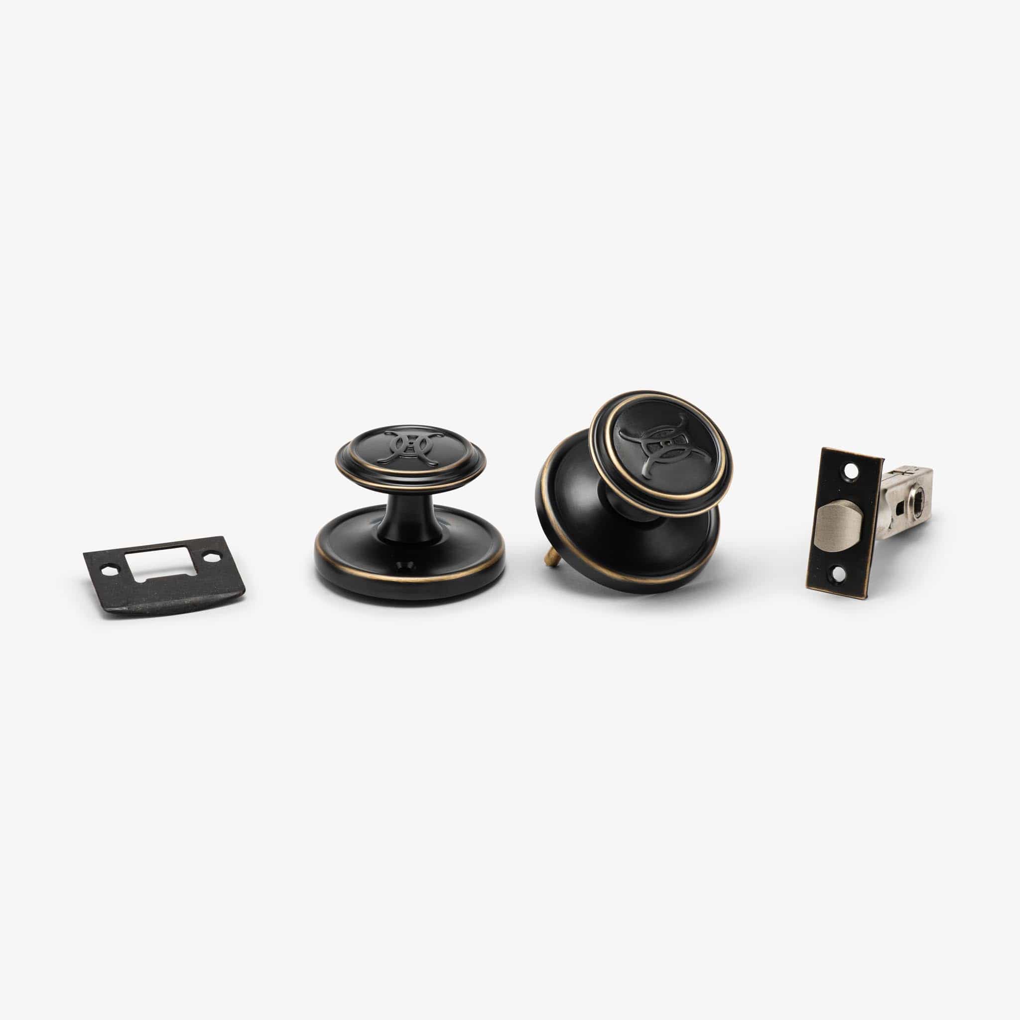 Valencia Logo Passage Door Knob Set - Oil Rubbed Bronze