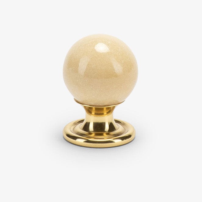 Valencia 1" Alabaster Round Knob - Polished Brass