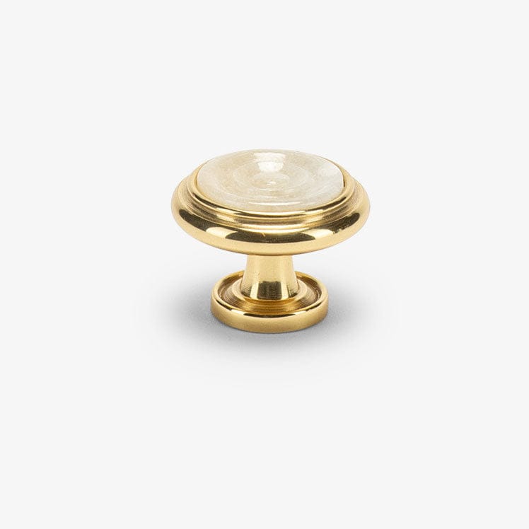 Valencia 1.20" Alabaster Rosette Knob - Polished Brass