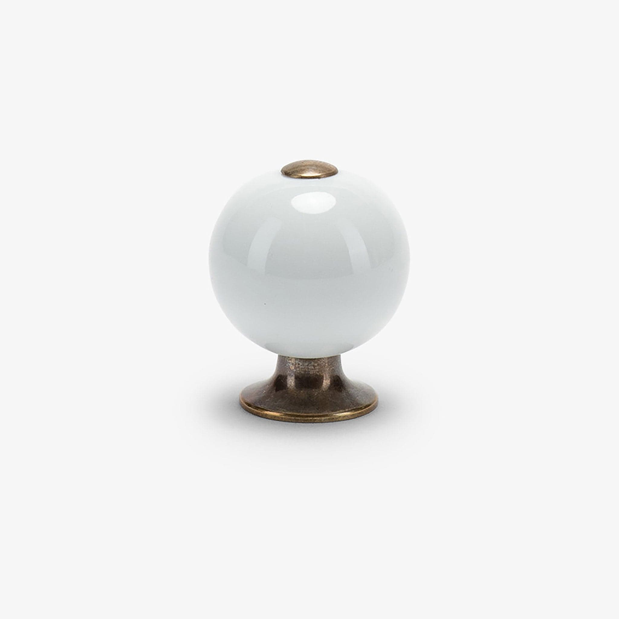 Clementine Porcelain Button Knob - Burnished Brass