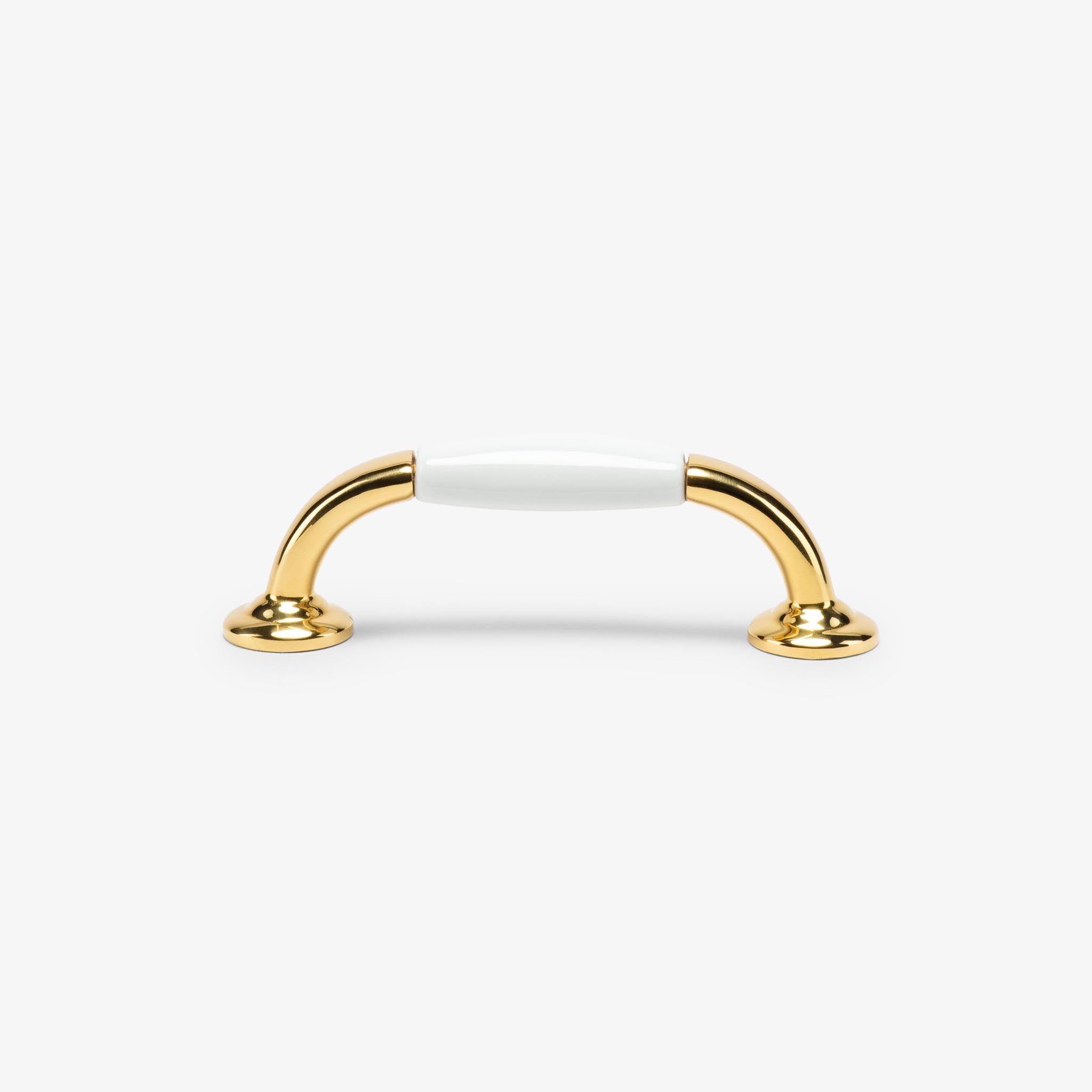 Clementine Porcelain Bar Pull (4" c-c) - Polished Brass