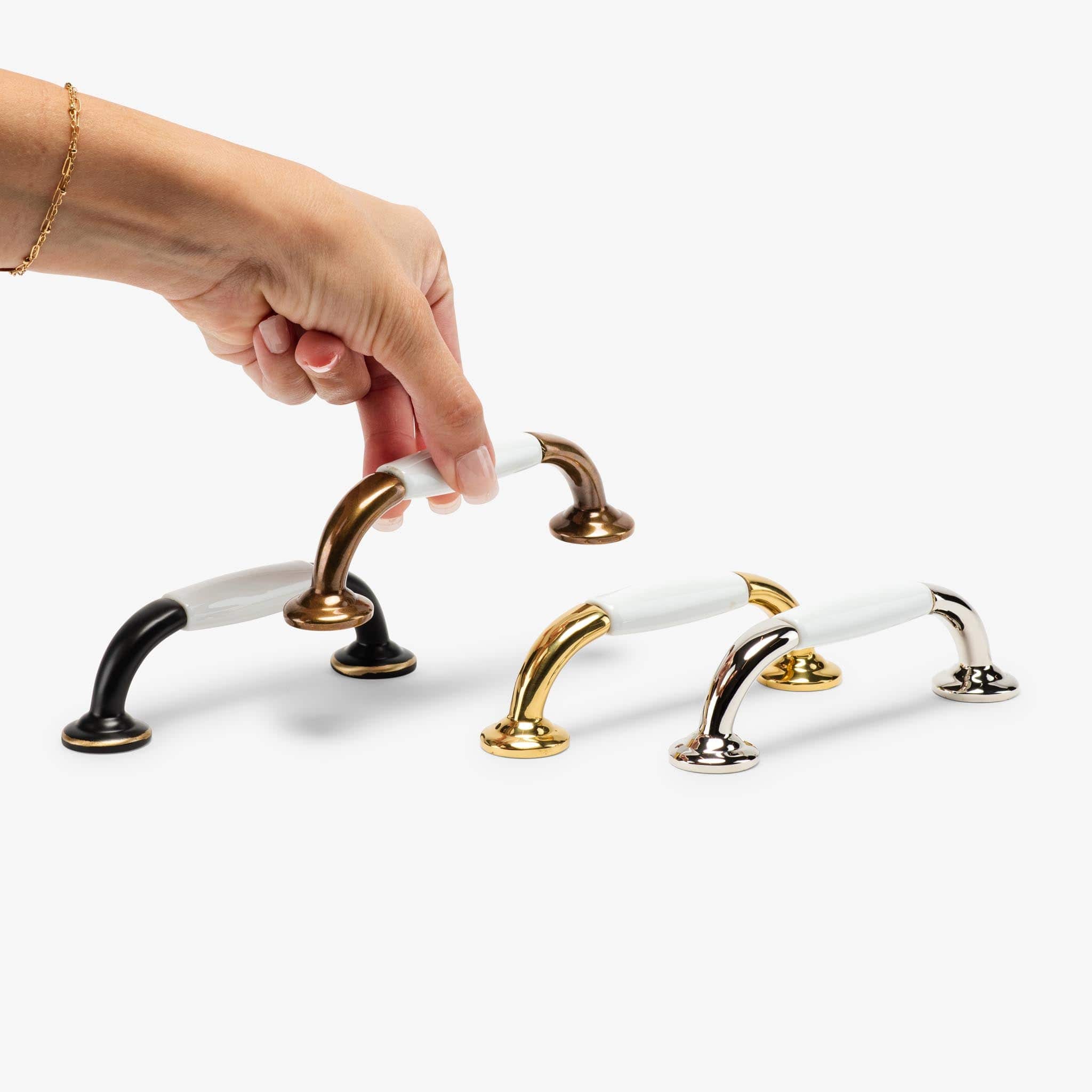 Clementine Porcelain Bar Pull (4" c-c) -   Polished Nickel