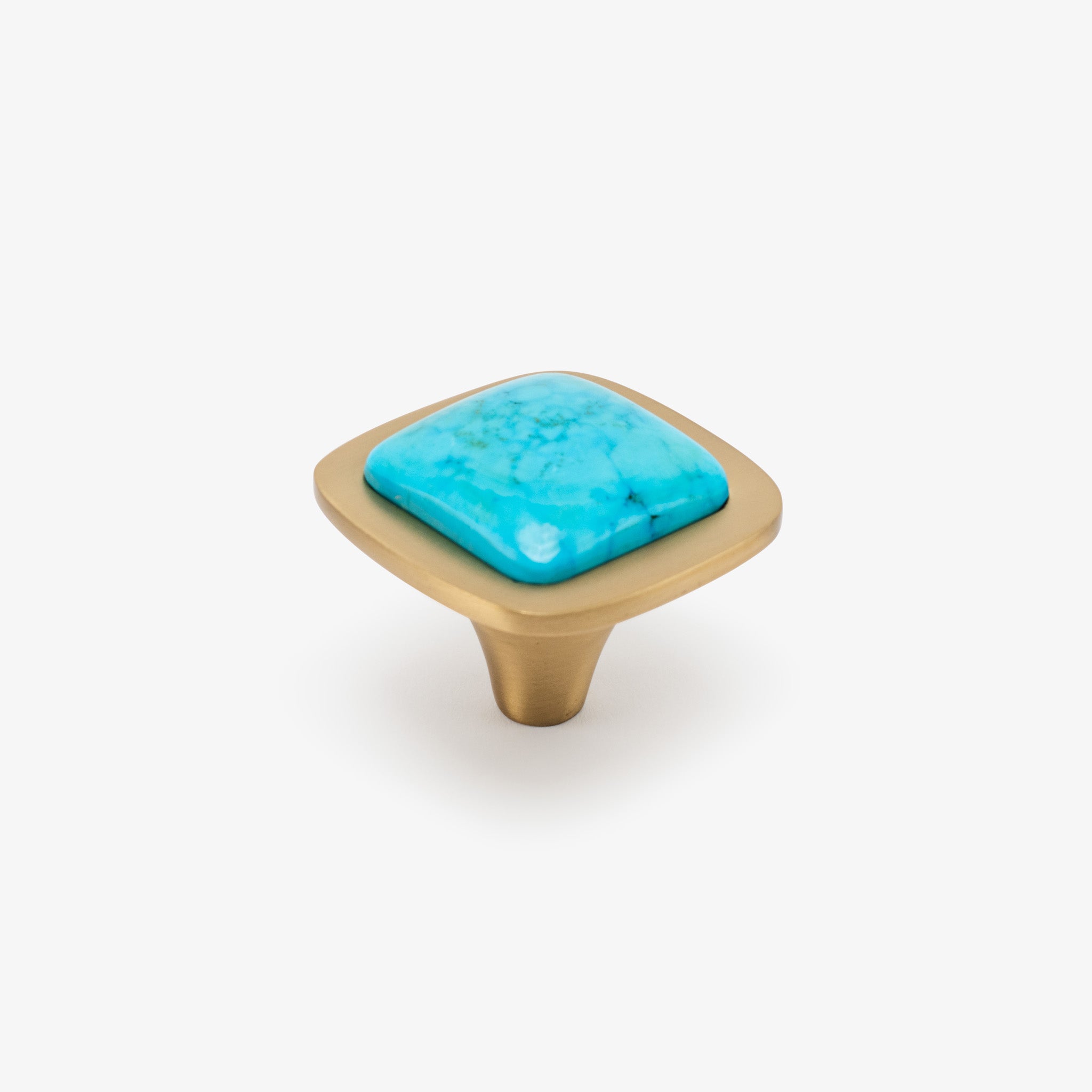 Benson 1.75" Turquoise Knob - Satin Brass Matte