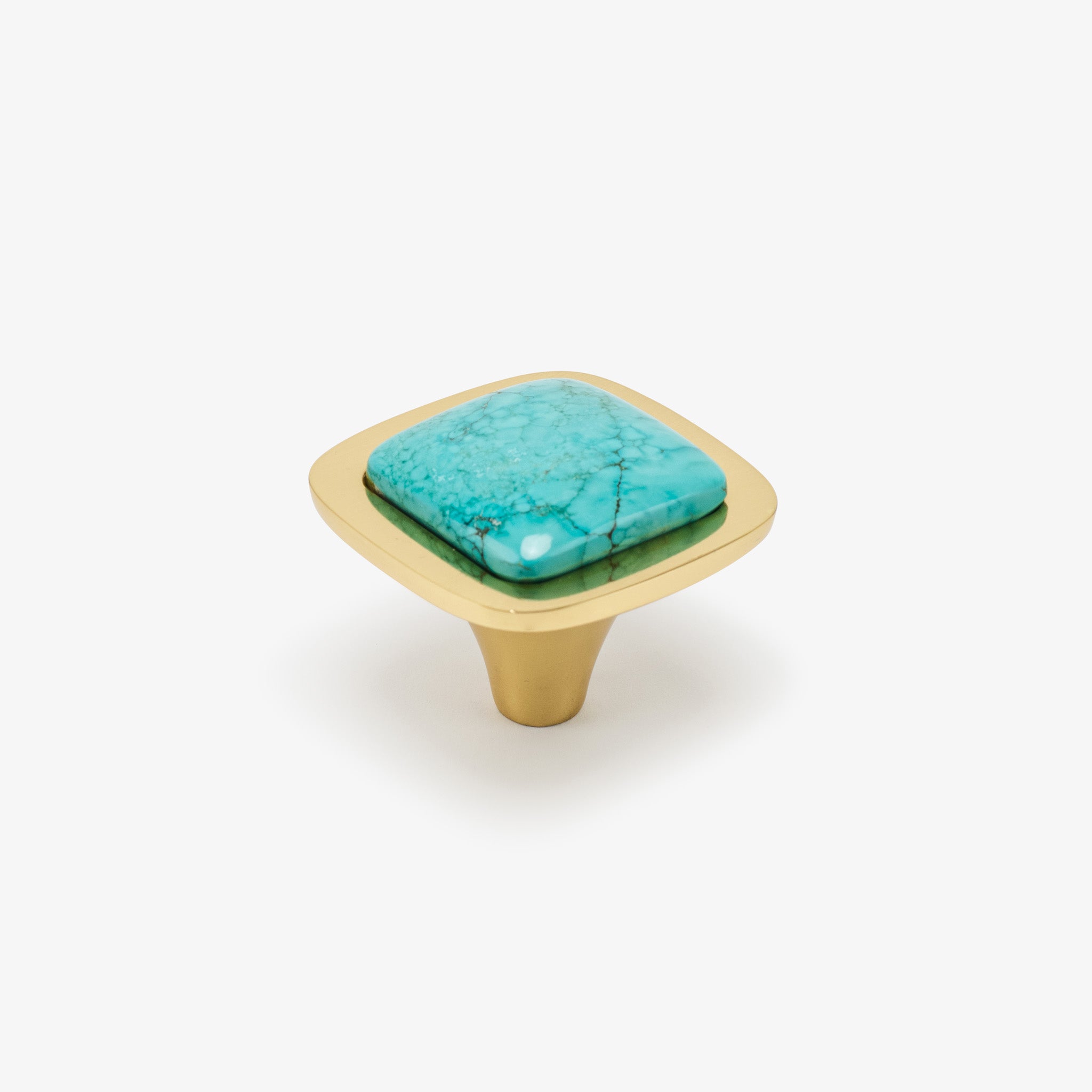 Benson 1.75" Turquoise Knob - Polished Brass