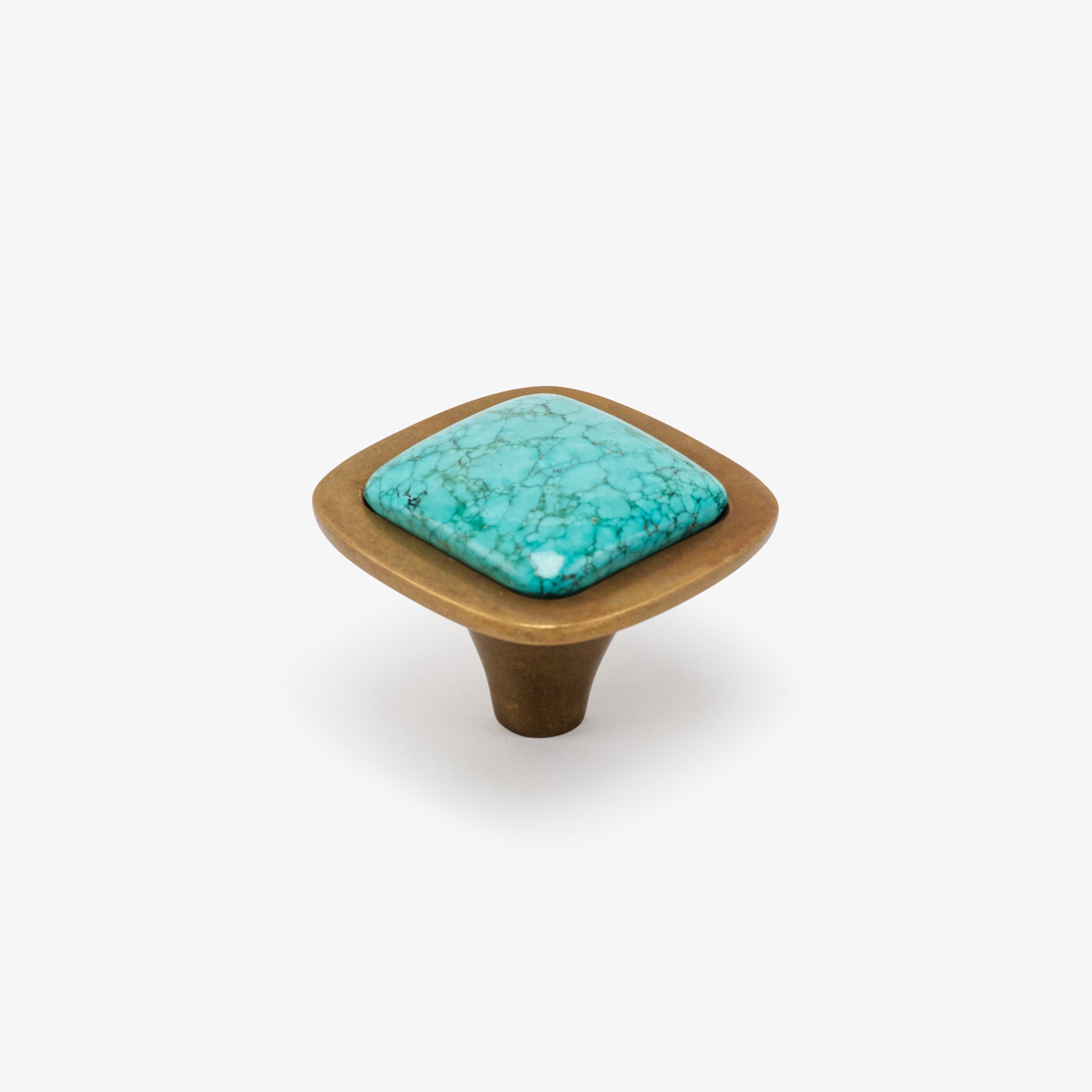Benson 1.75" Turquoise Knob - Burnished Brass
