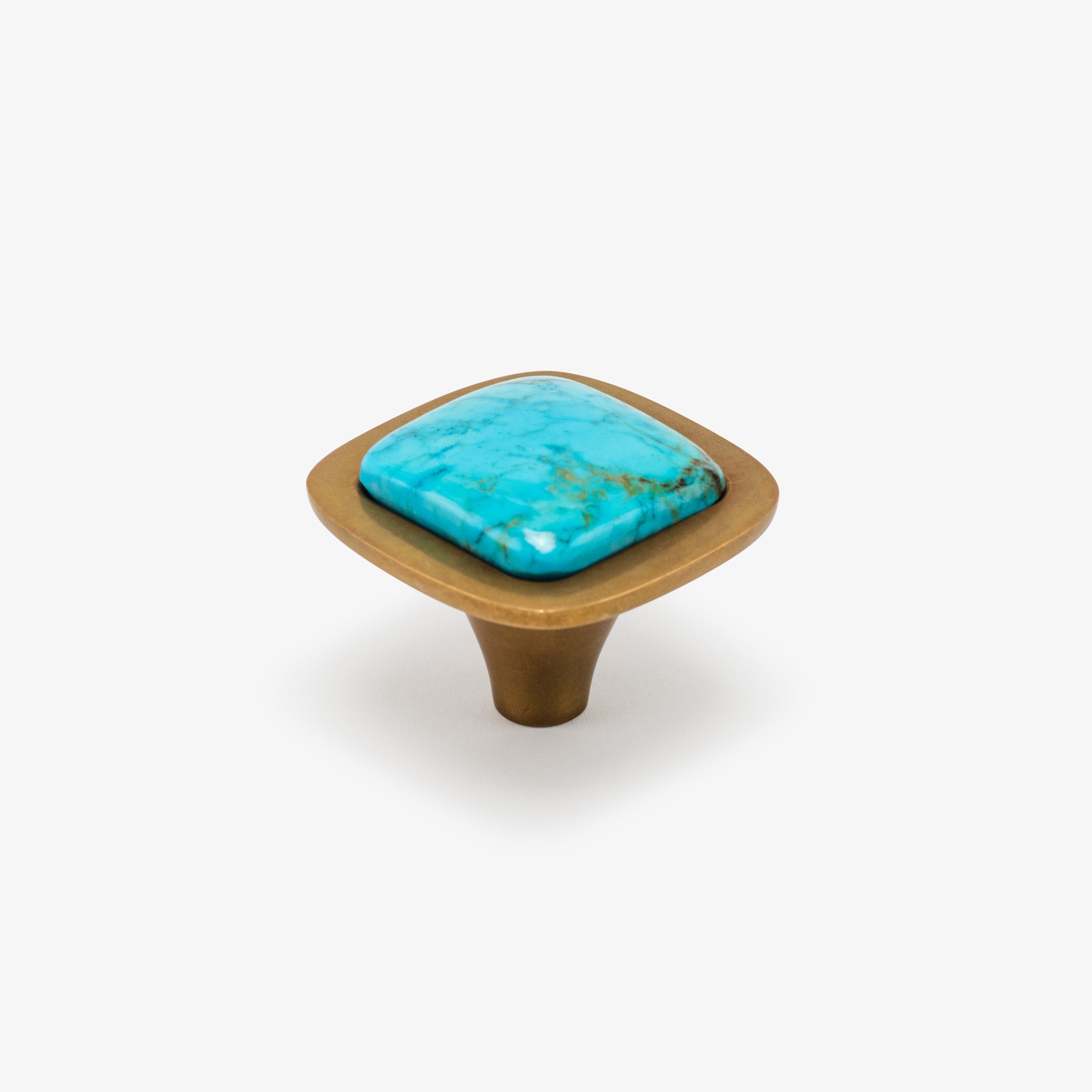 Benson 1.75" Turquoise Knob - Burnished Brass