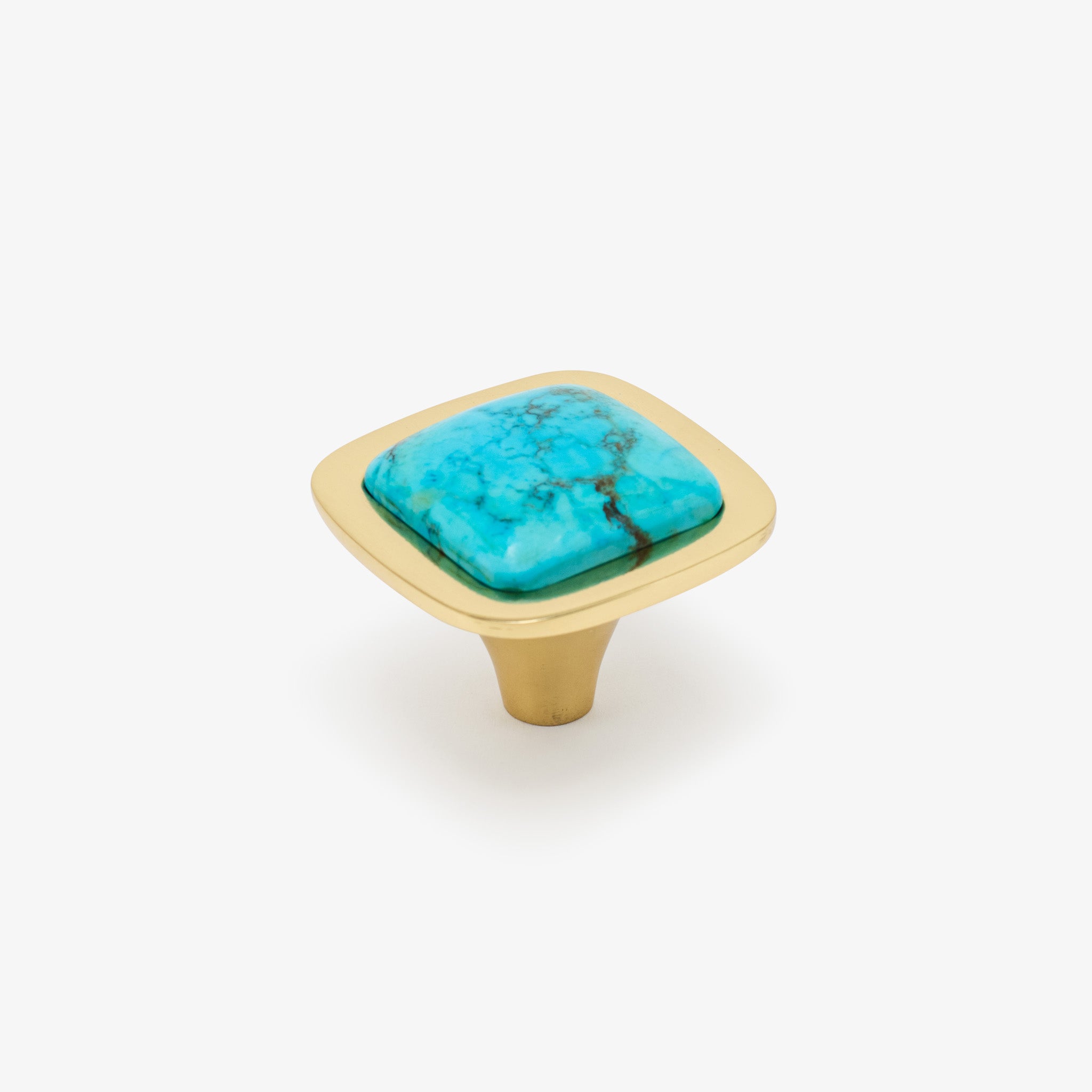 Benson 1.75" Turquoise Knob - Polished Brass
