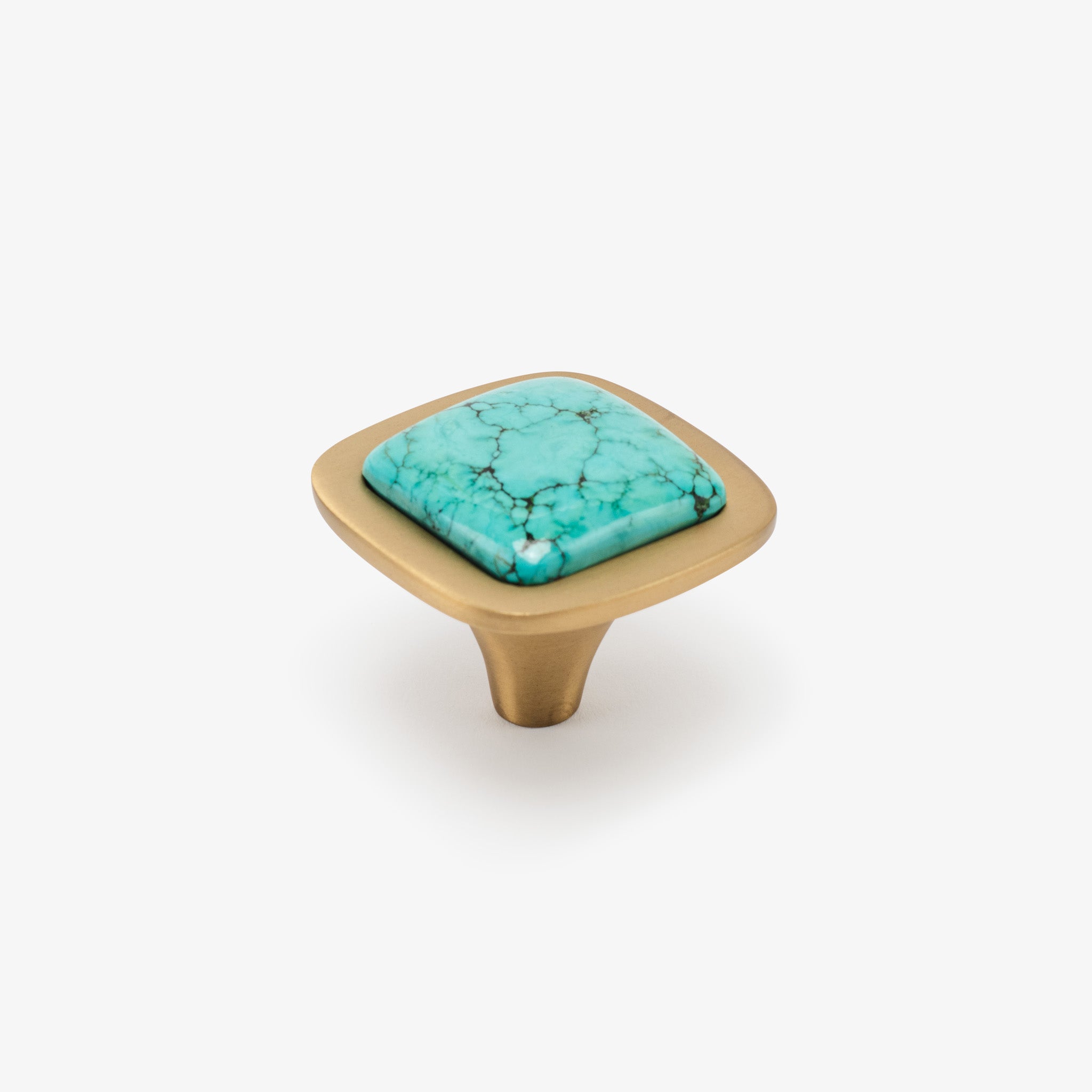 Benson 1.75" Turquoise Knob - Satin Brass Matte