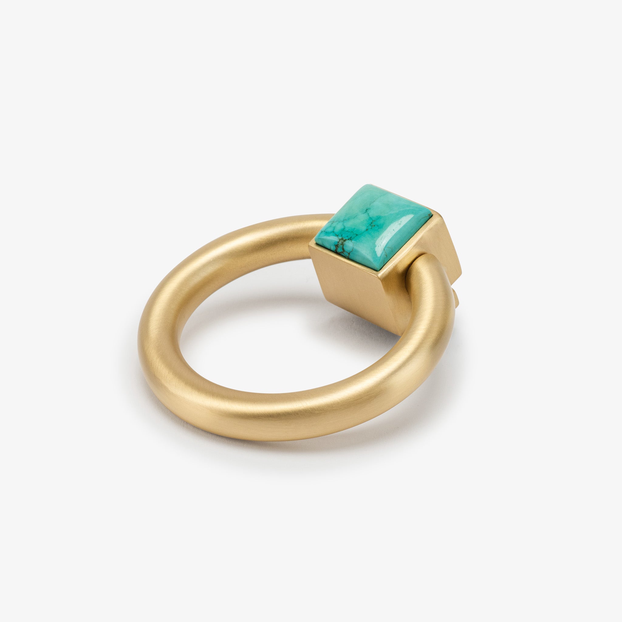 Porter Ring Turquoise Pull - Satin Brass Matte