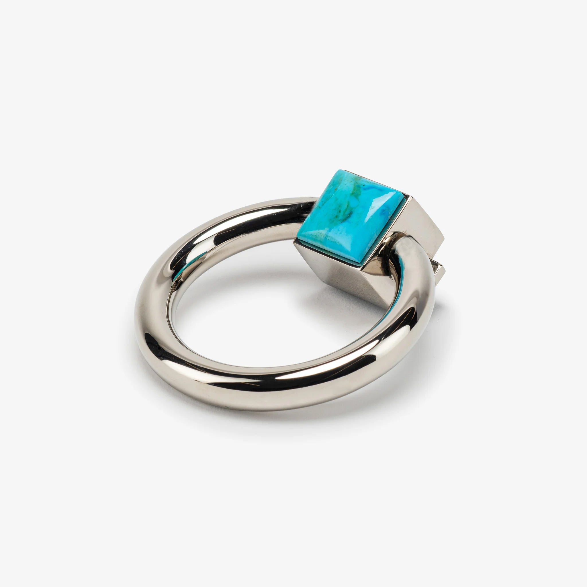 Porter Ring Turquoise Pull - Polished Nickel