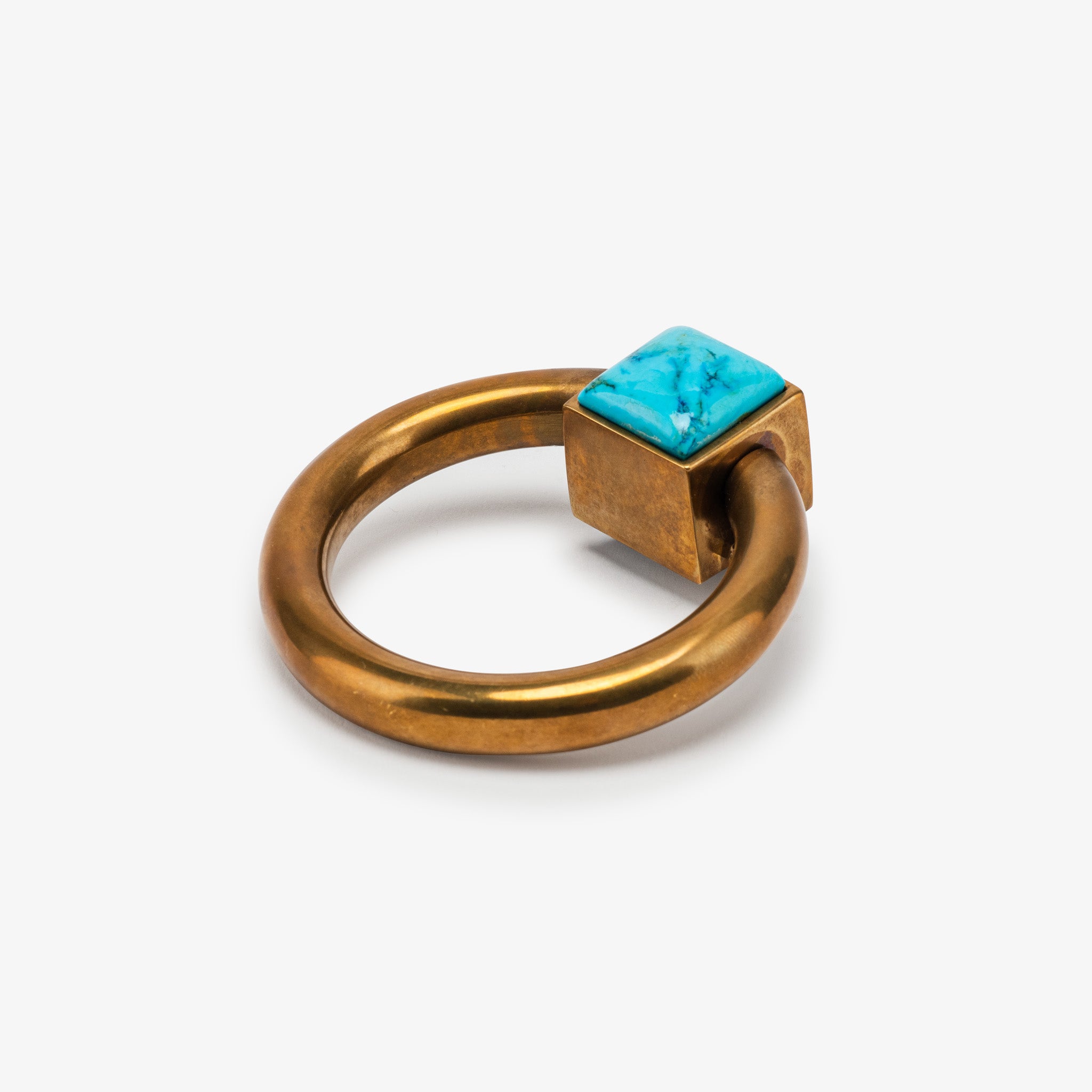 Porter Ring Turquoise Pull - Burnished Brass