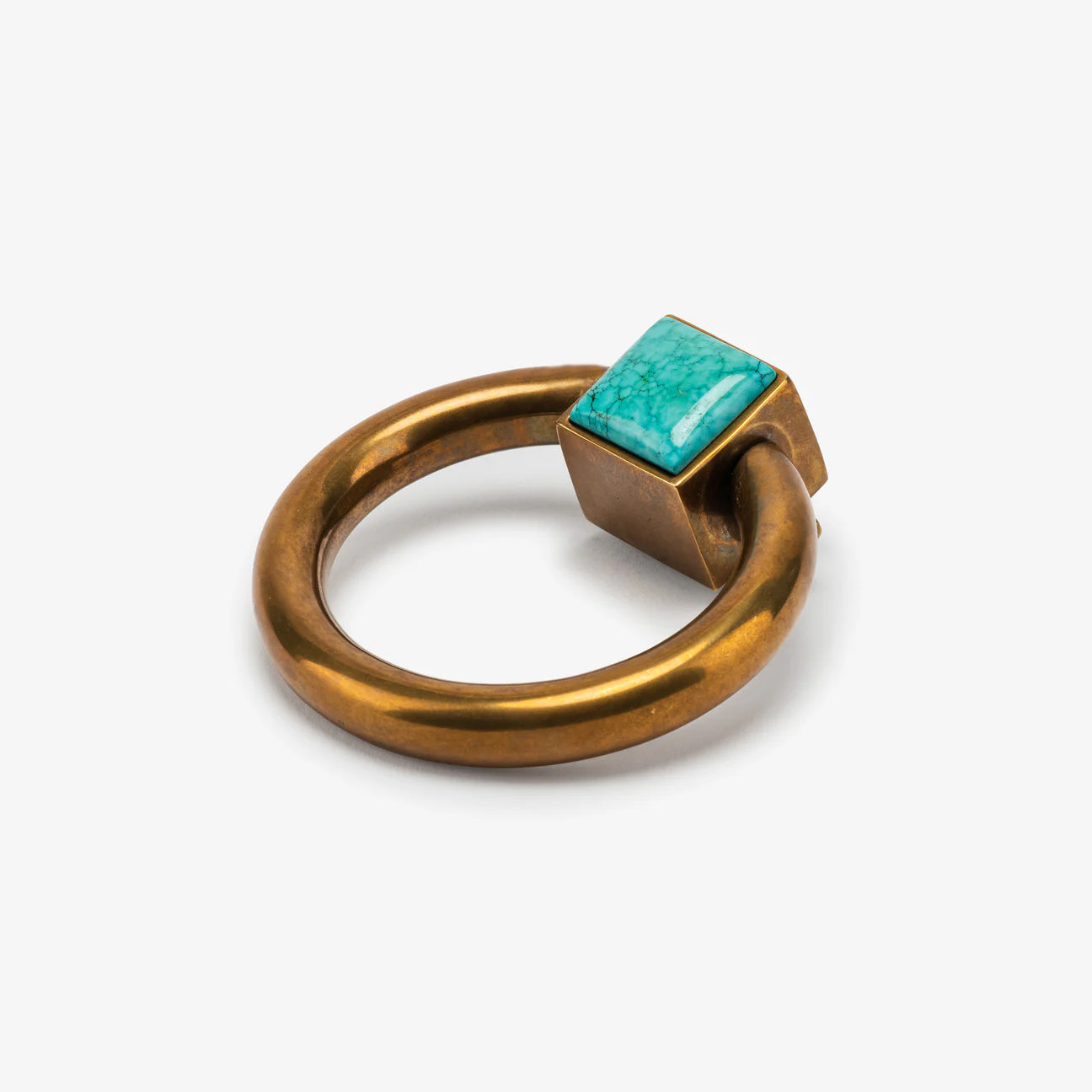 Porter Ring Turquoise Pull - Burnished Brass