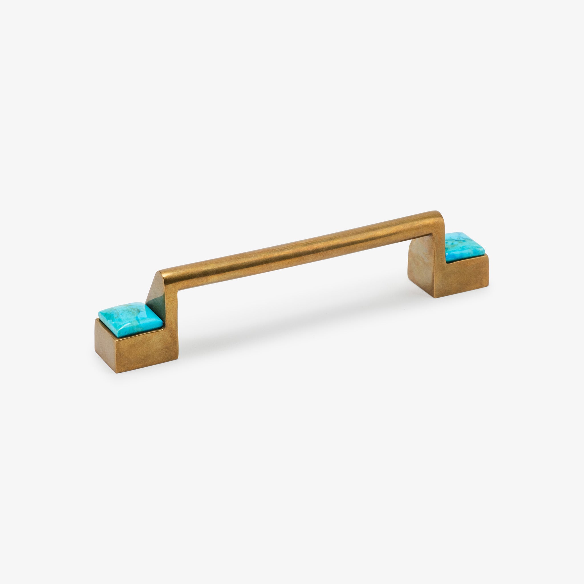 Porter Turquoise Bar Pull (6" c-c) - Burnished Brass