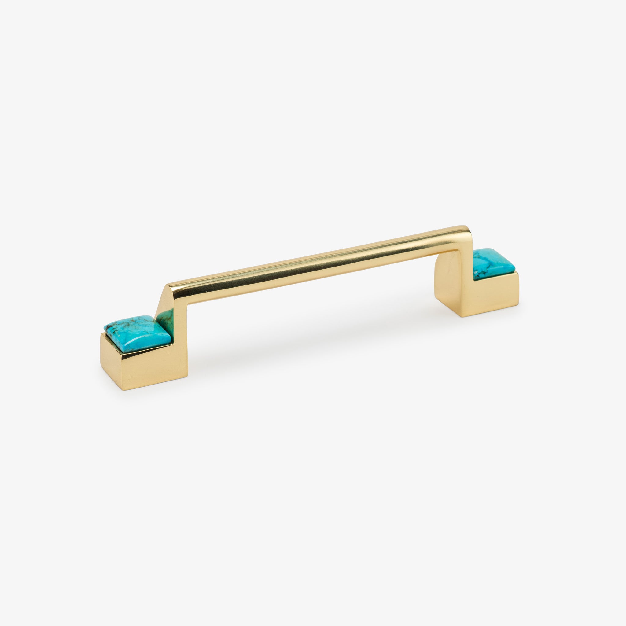 Porter Turquoise Bar Pull (6" c-c) - Polished Brass